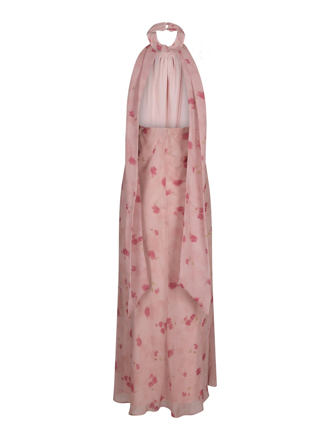 Fiona Blurred Flower Halter Neck kjole - lyserød