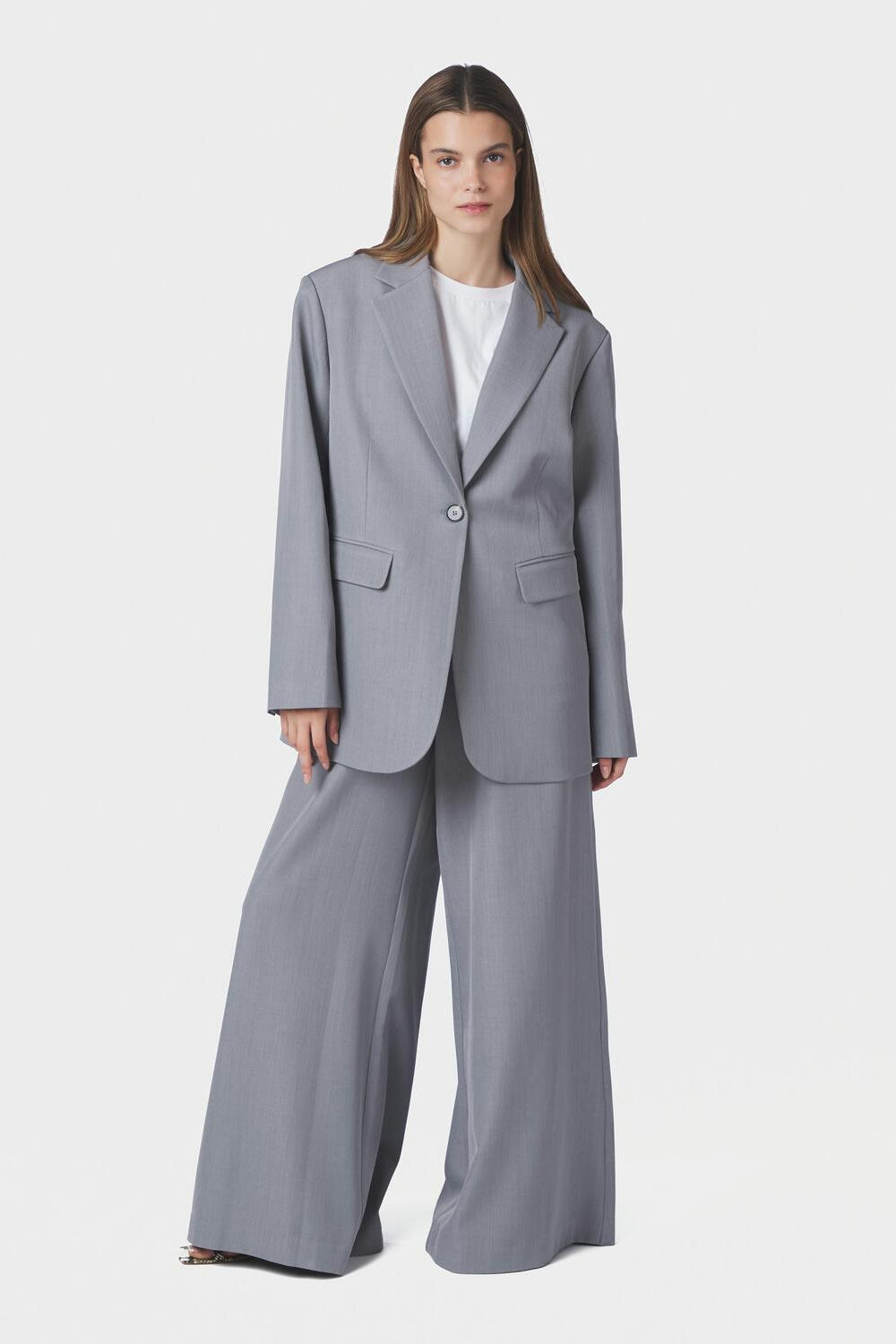 Aarielle Structure blazer - Grey Melange