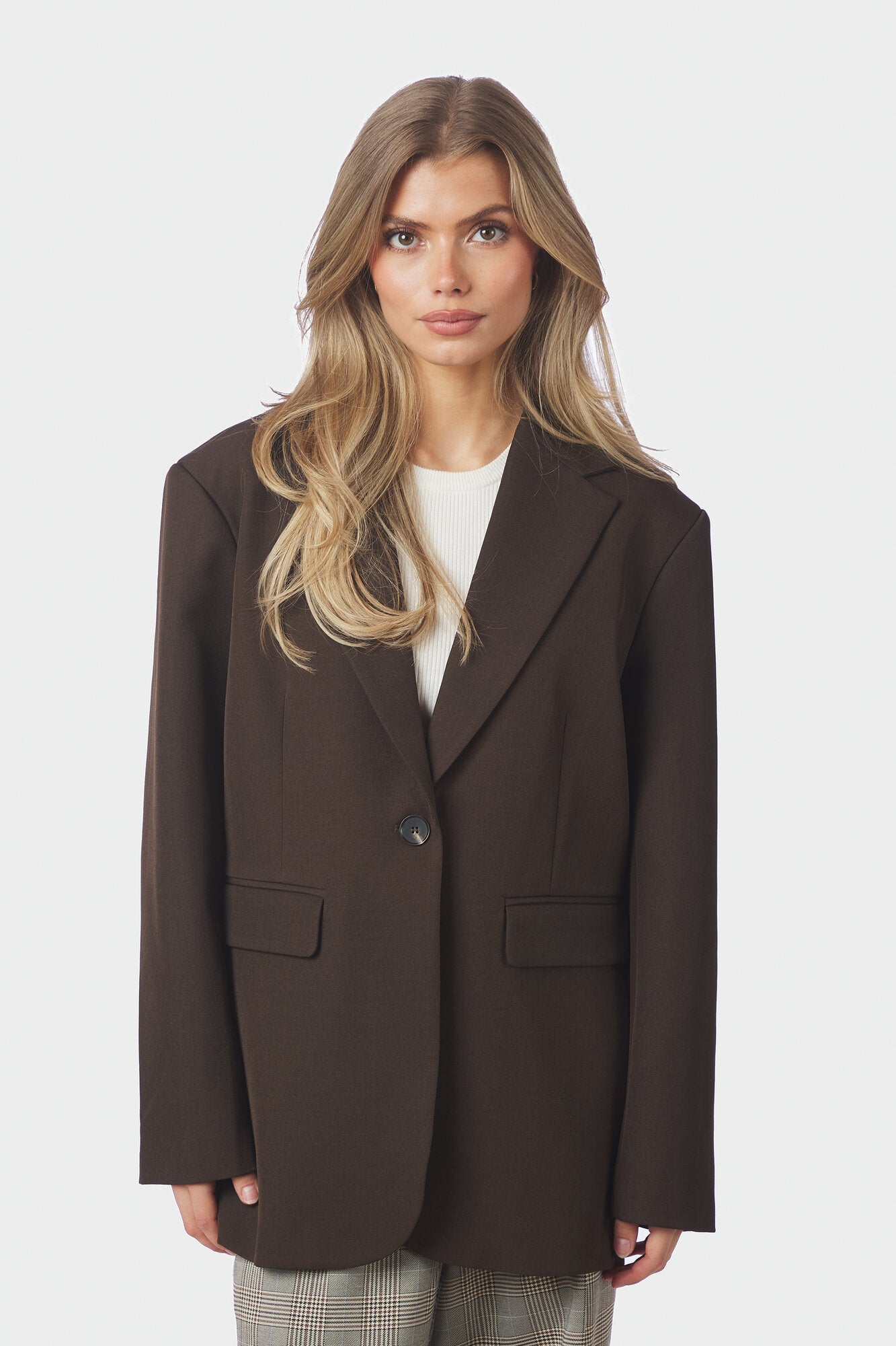 Aarielle Structure blazer - mørkebrun