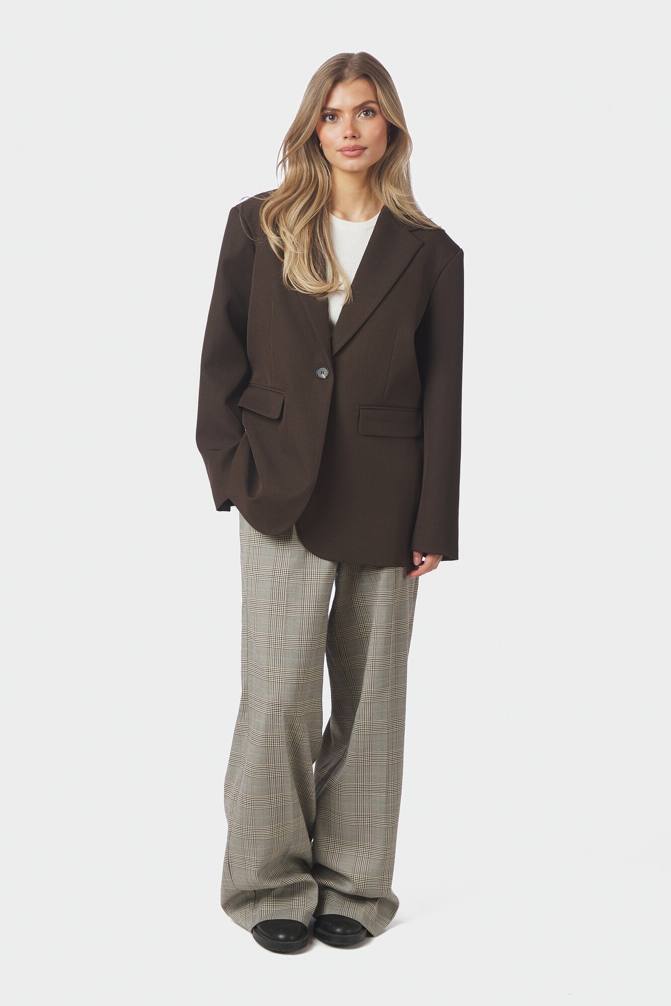 Aarielle Structure blazer - mørkebrun