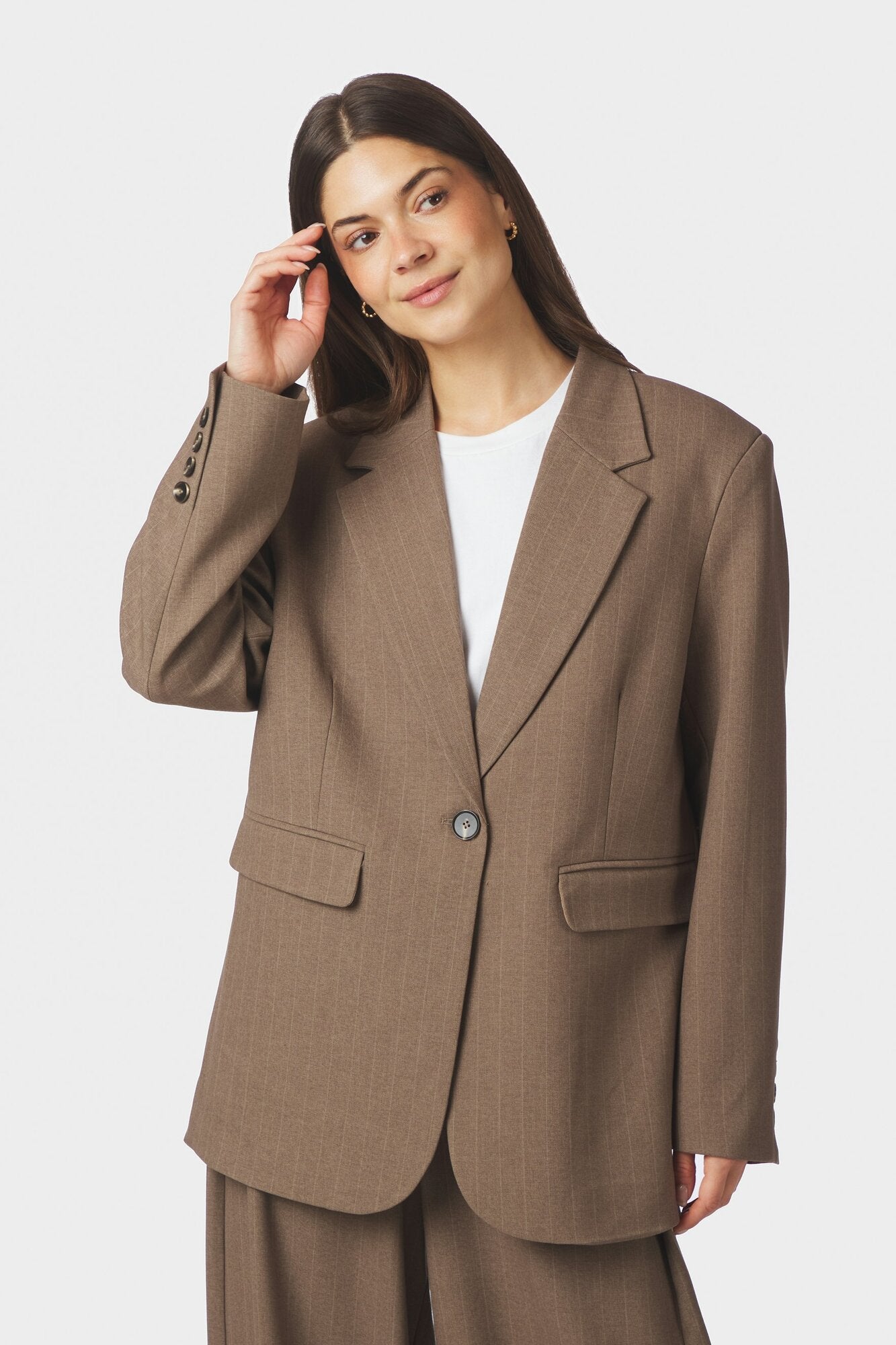 Gaby Pinstripe blazer - Taupe