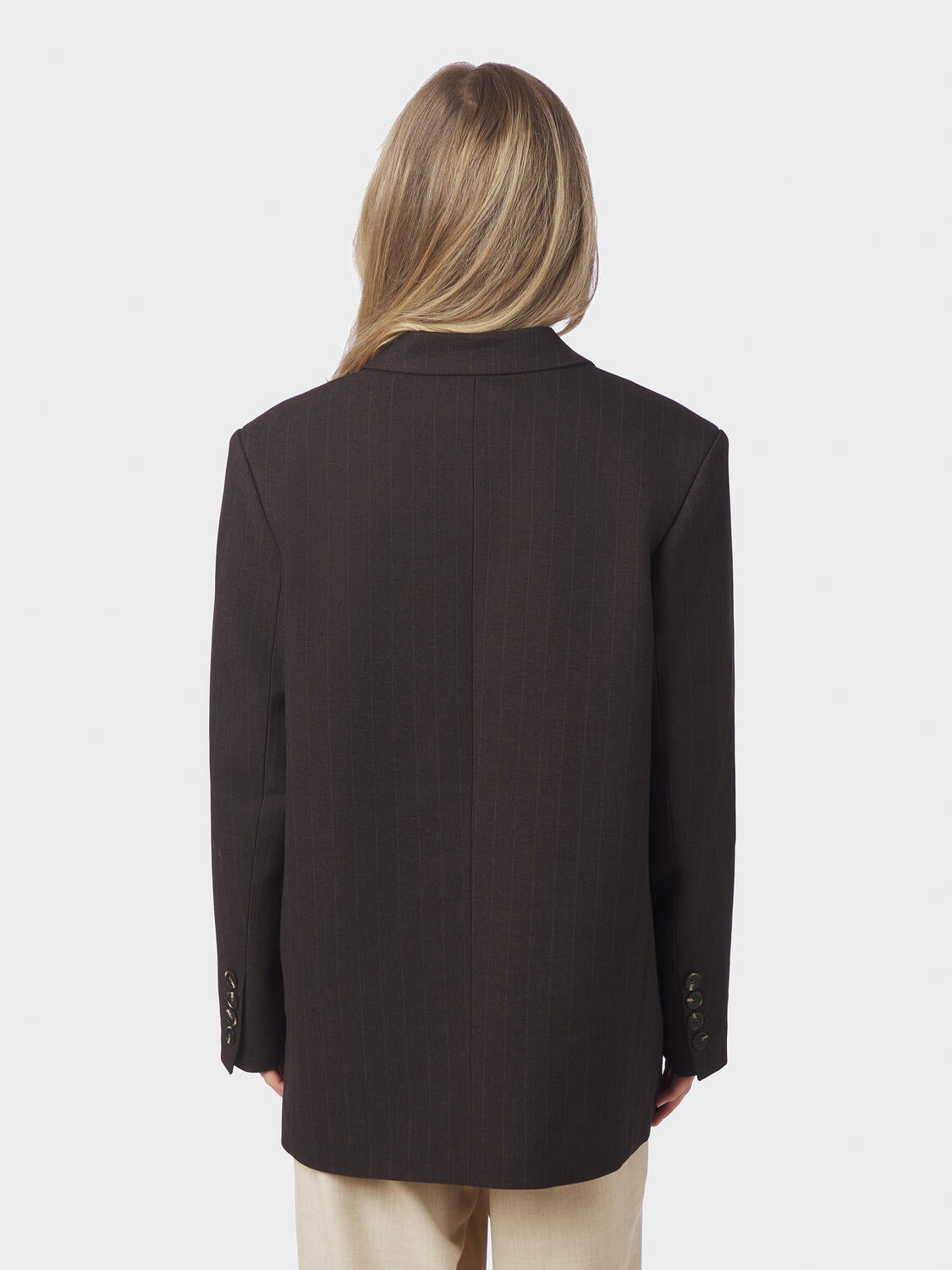 Gaby Pinstripe blazer - mørkebrun