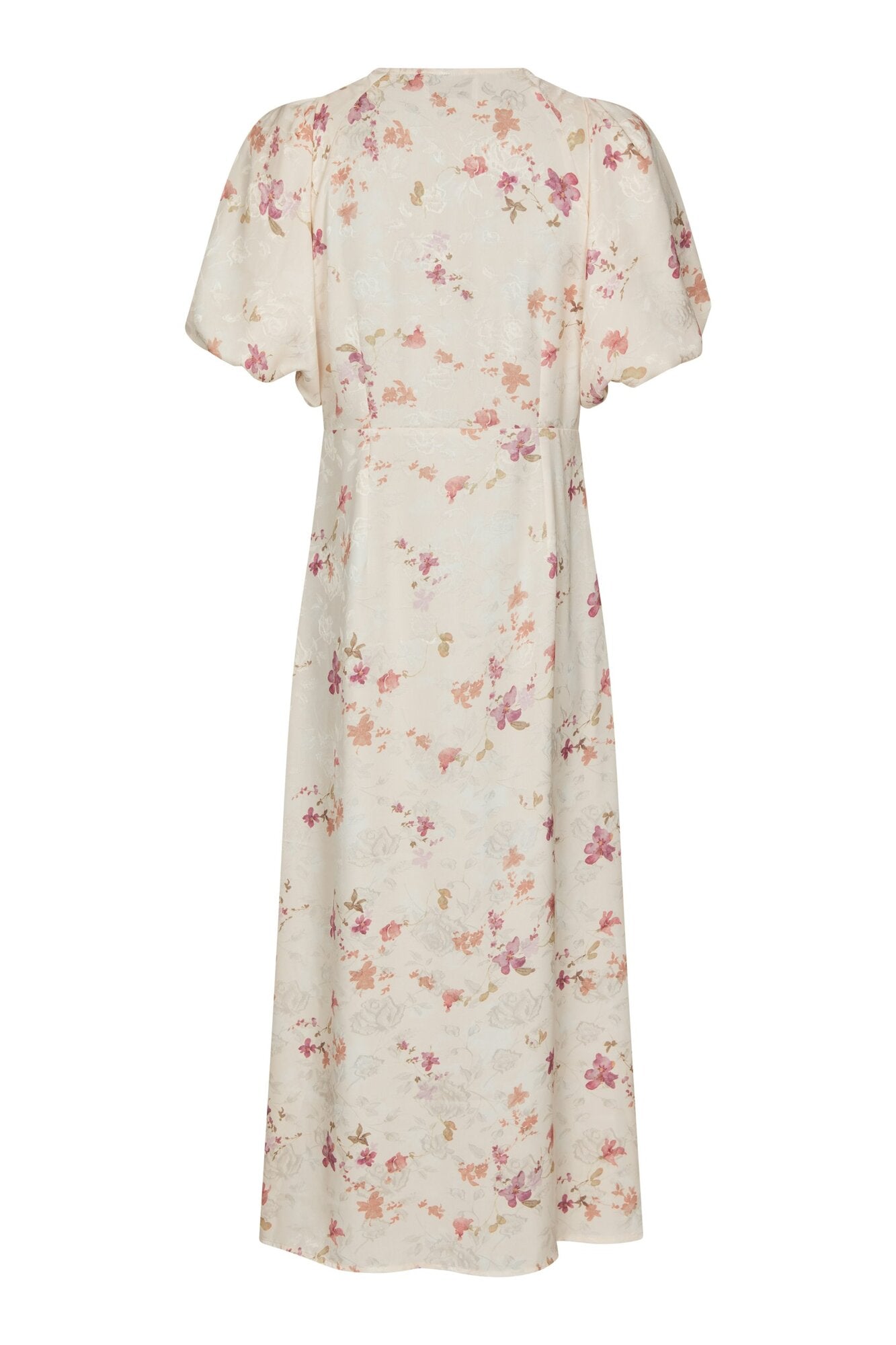 Illana Sateen Print kjole - creme