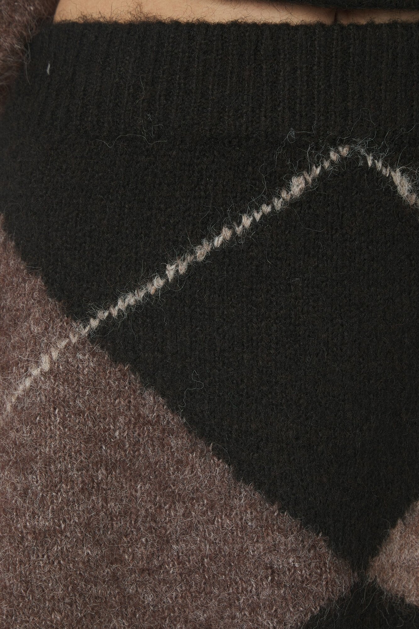 Gisa Check Fluff strikket nederdel - Dark Brown