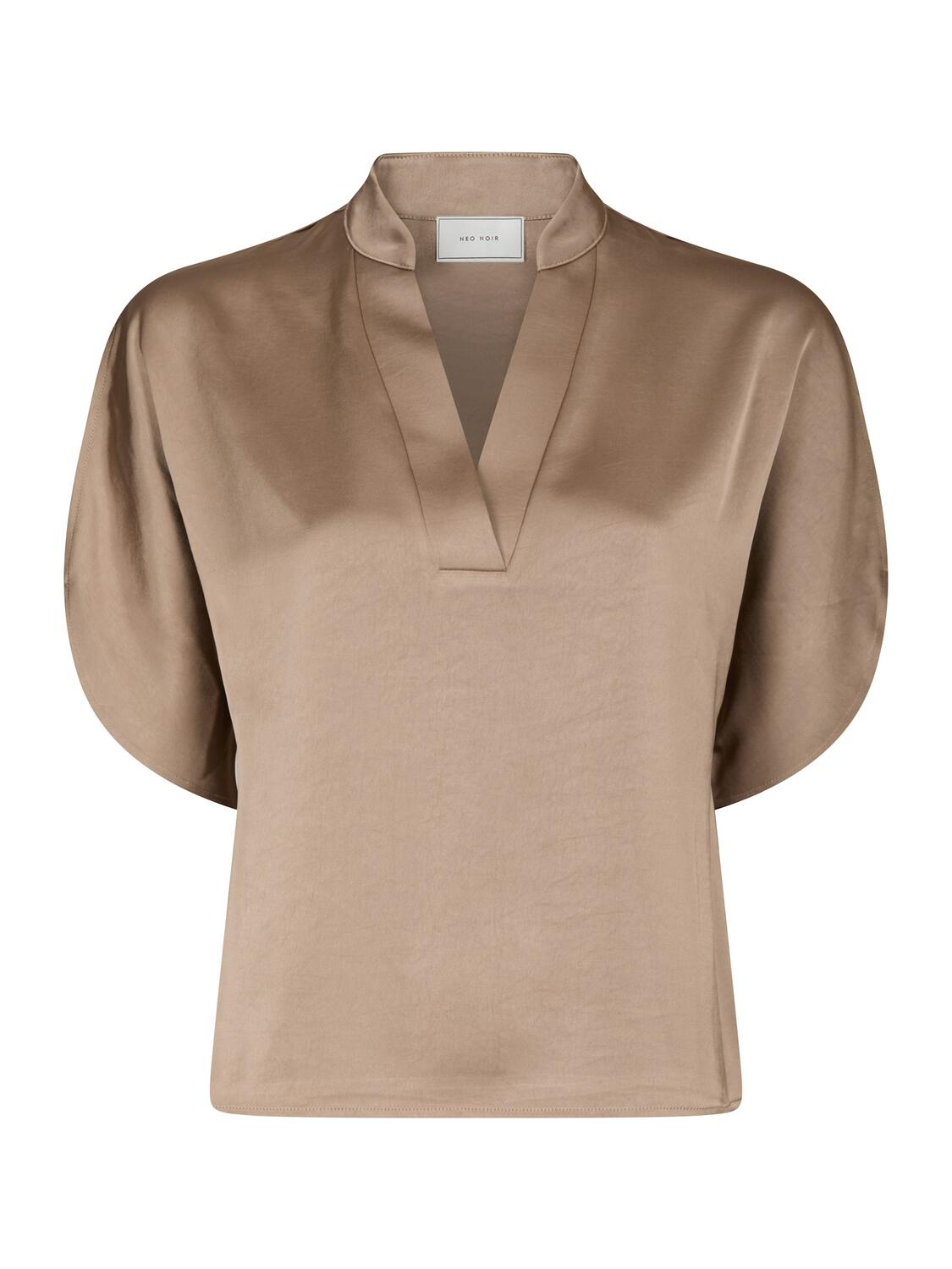 Anelle Heavy Sateen bluse – Dark Taupe