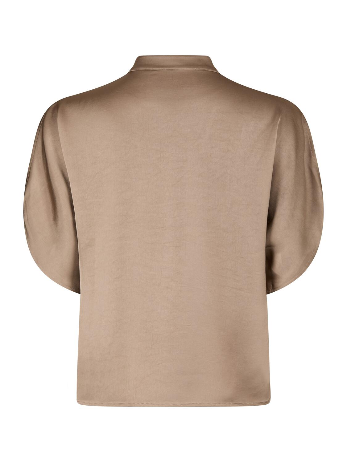 Anelle Heavy Sateen bluse – Dark Taupe