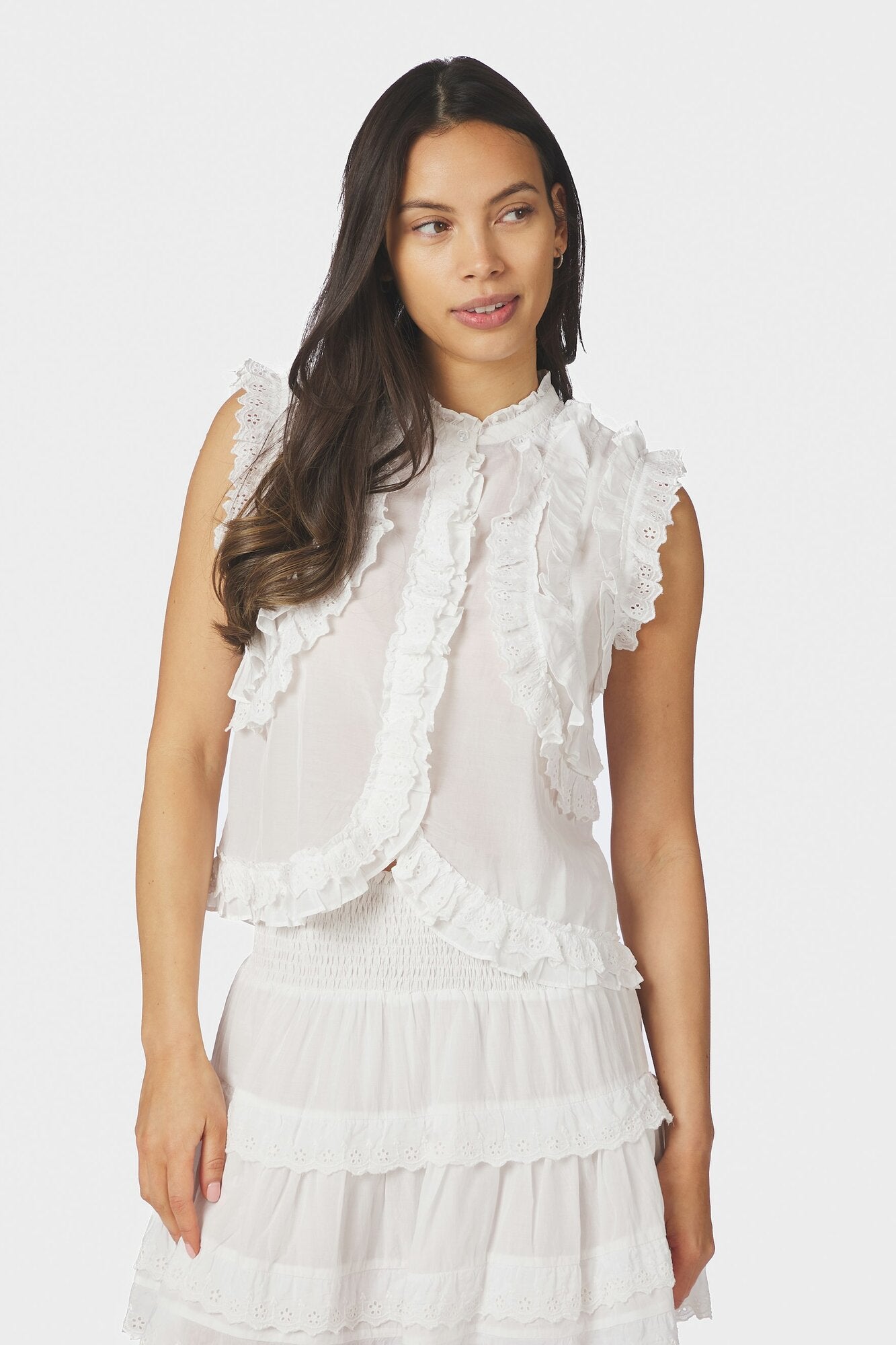 Celia Ruffle top - hvid