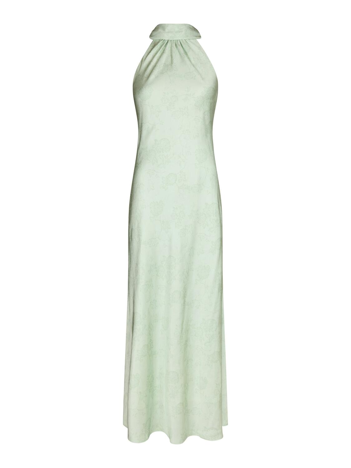 Fiona Pattern Satin kjole - lysegrøn
