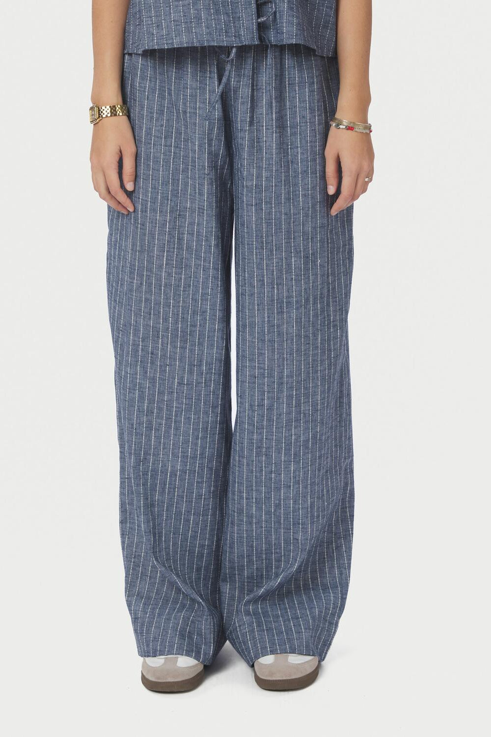 Heifa Emb Stripe bukser - blå