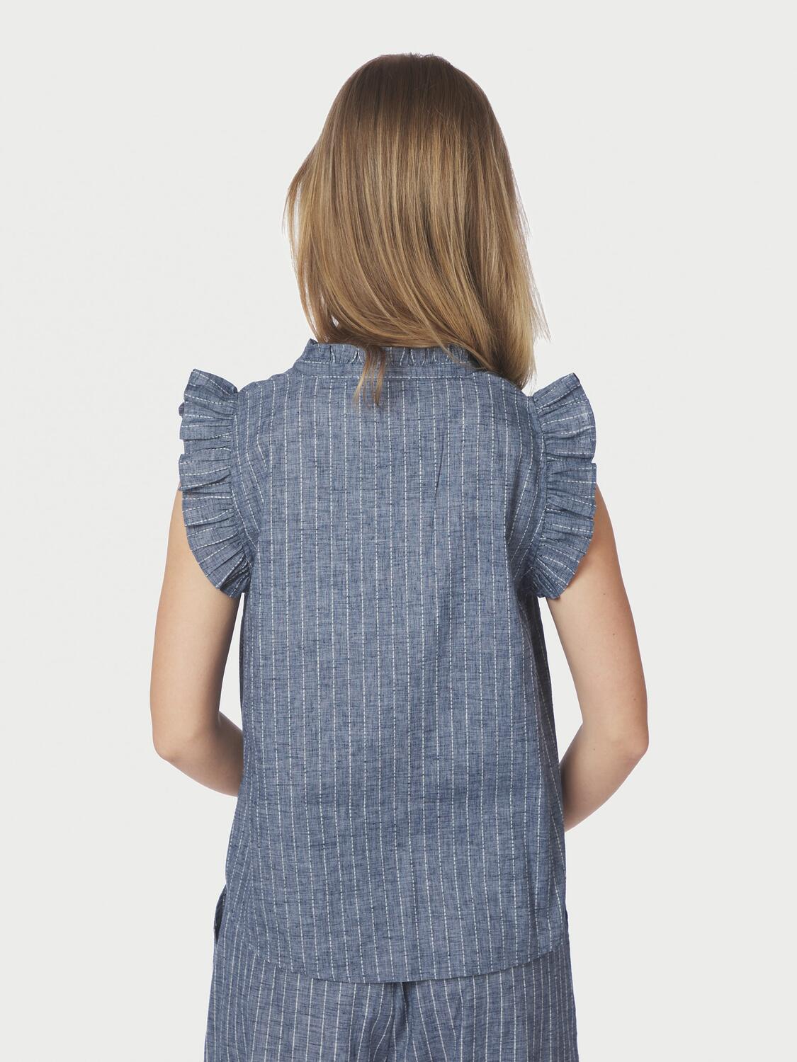 Siona Emb Stripe top - blå