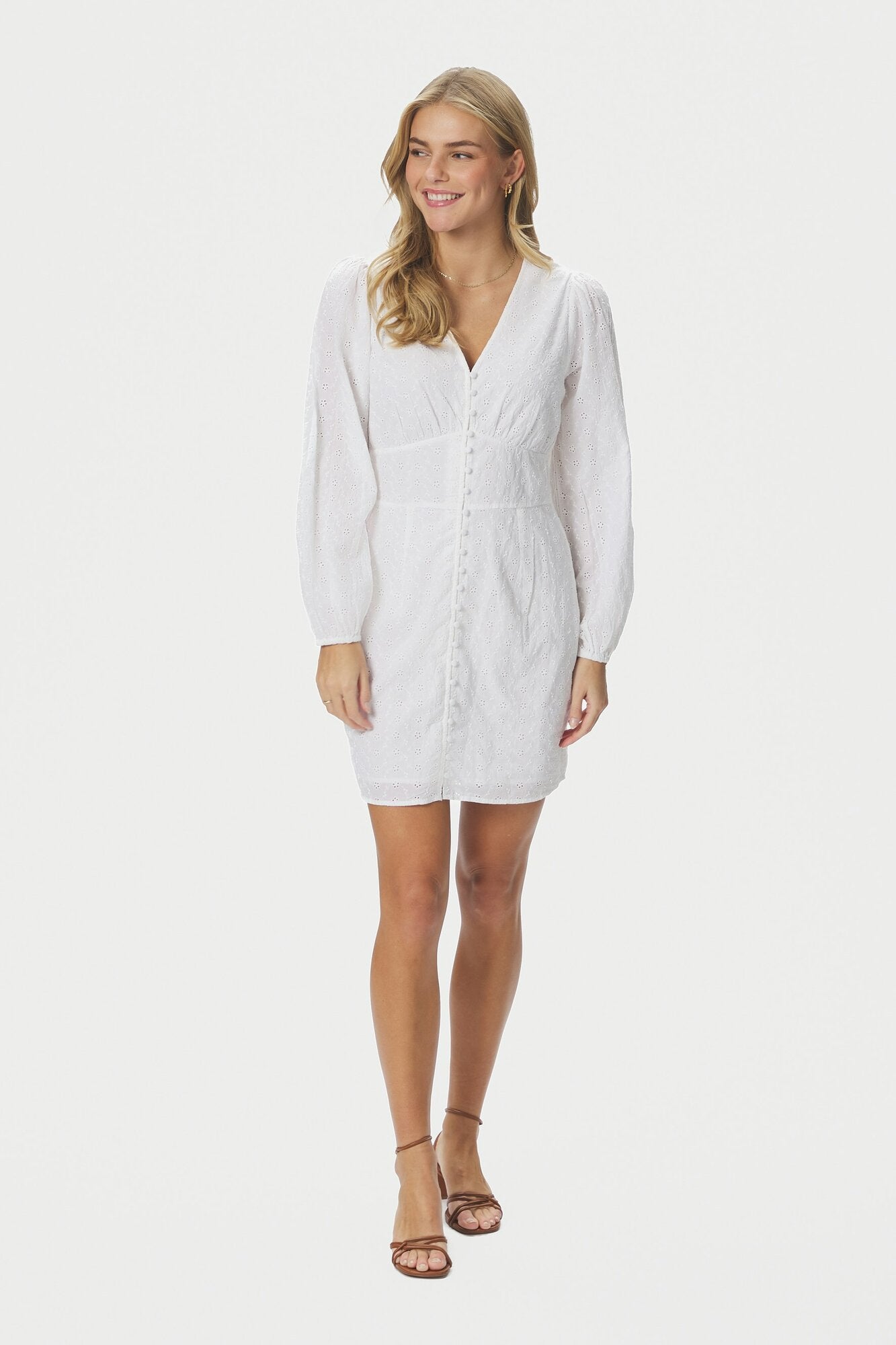 Mabel Embroidery kjole - hvid