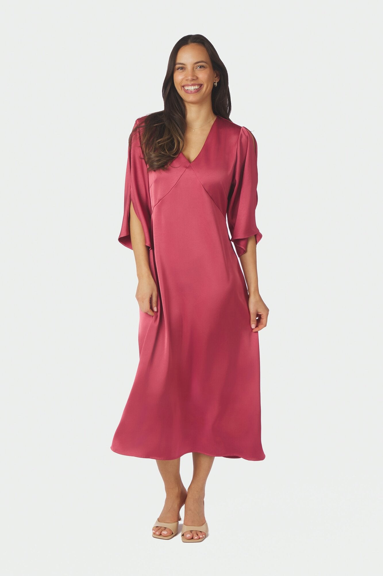 Remara Heavy Sateen kjole - Cherry Pink