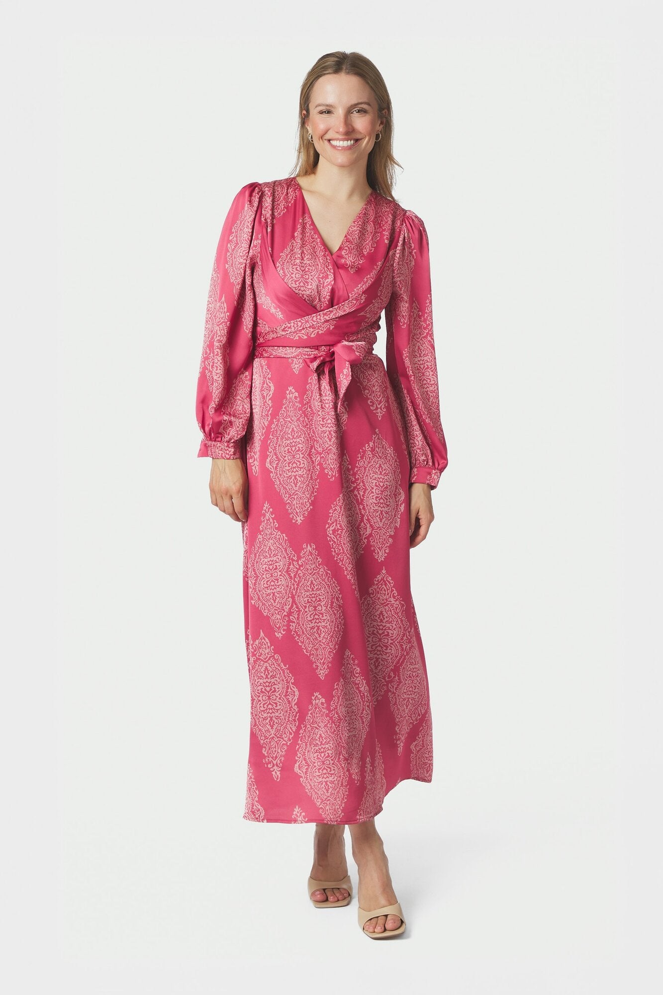 Bretti Paisley Drop kjole - Cherry Pink