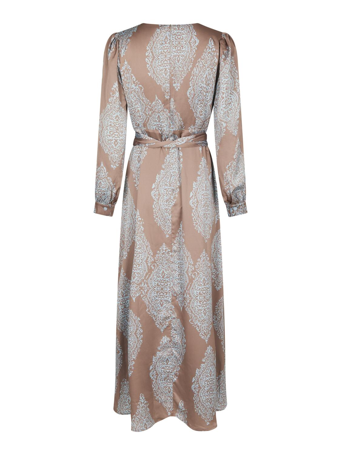 Bretti Paisley Drop kjole - Dark Taupe/Light Blue