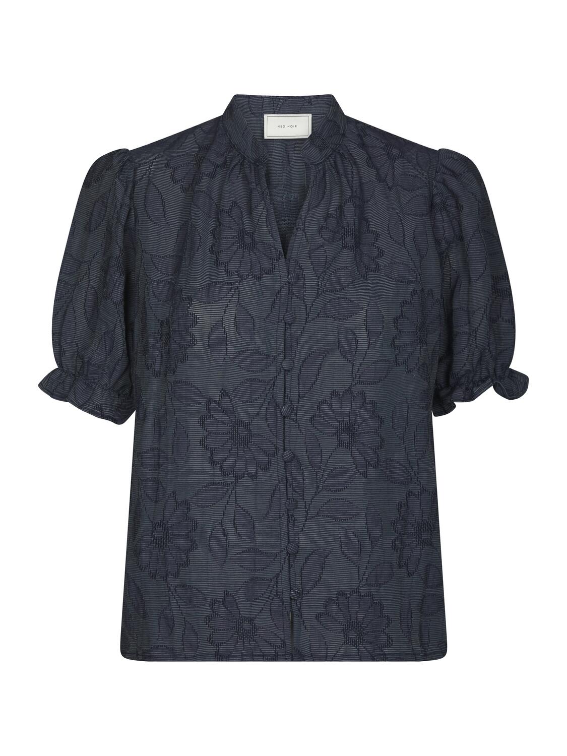 Zika Flower Stripe bluse - mørkeblå