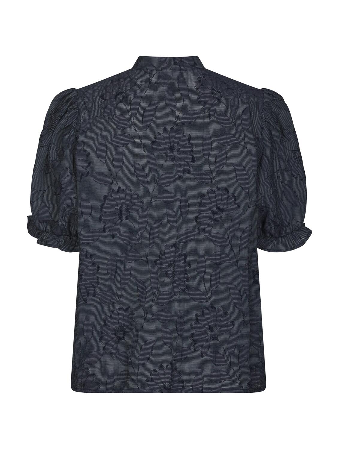 Zika Flower Stripe bluse - mørkeblå
