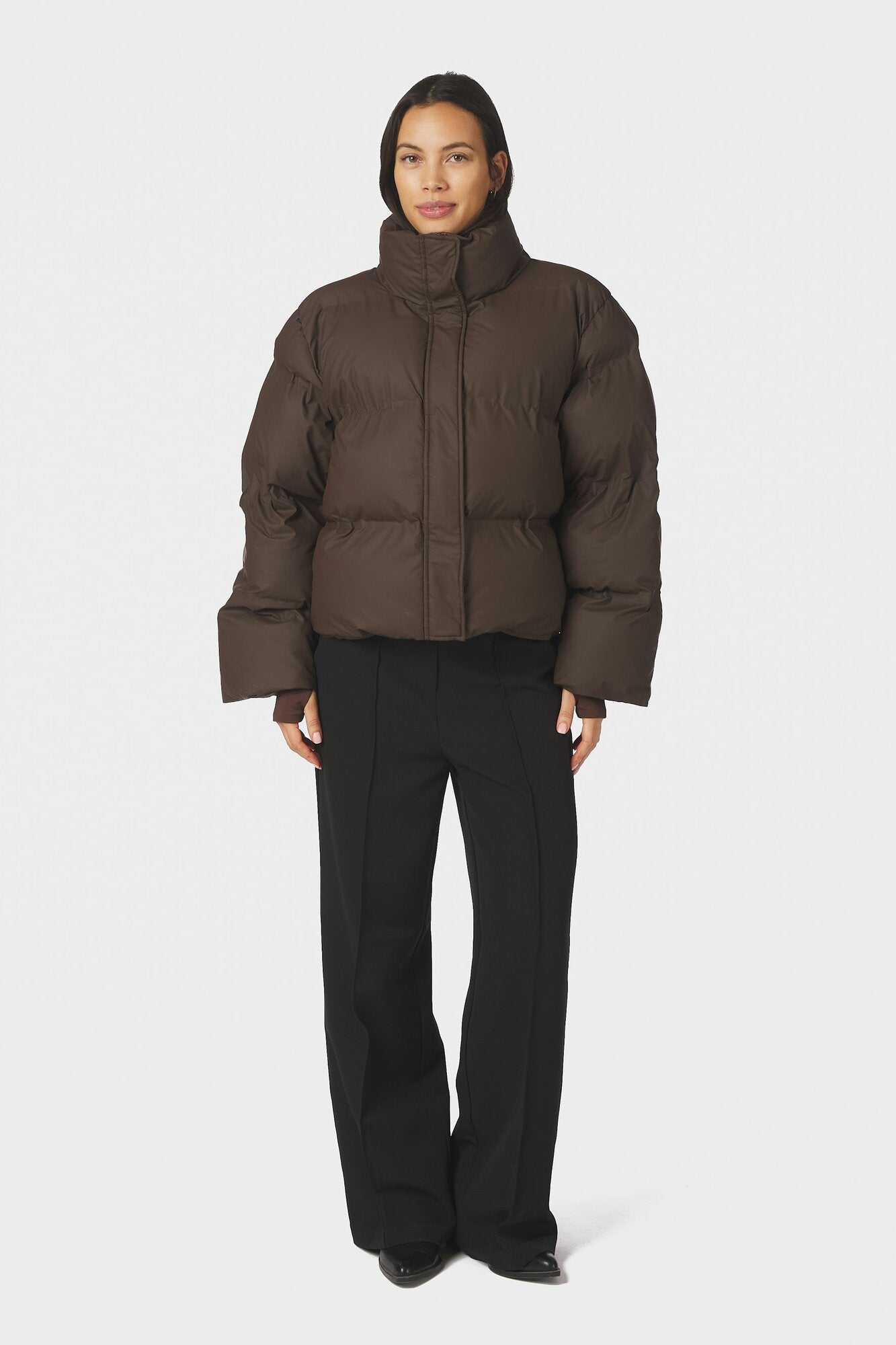 Rhea C Puffer dunjakke – Dark Brown