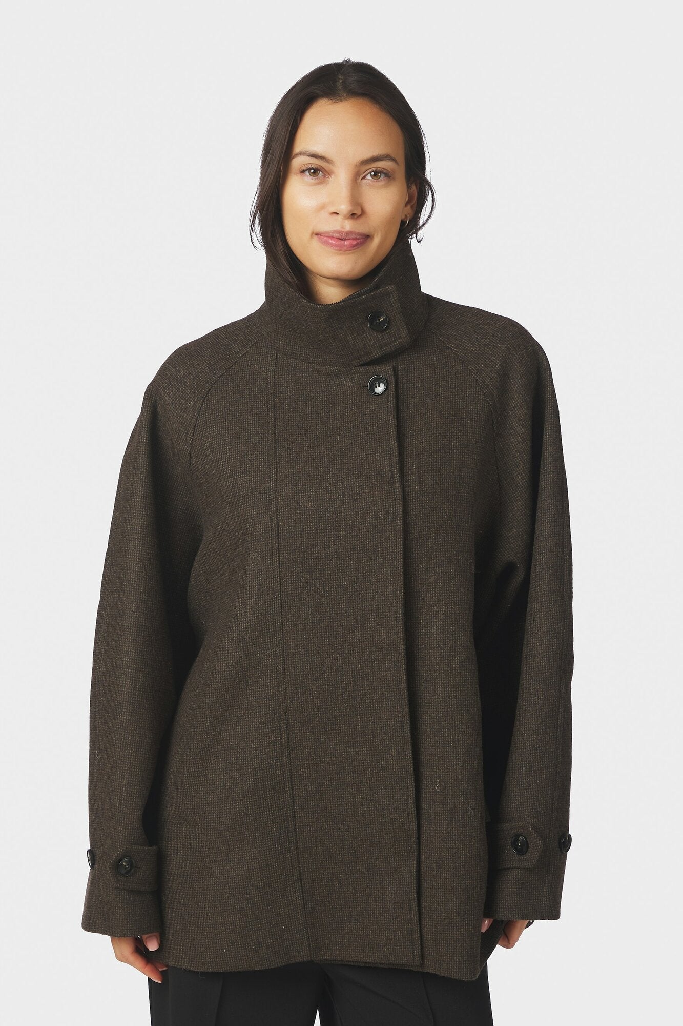 Mariel Mini Check jakke – brun