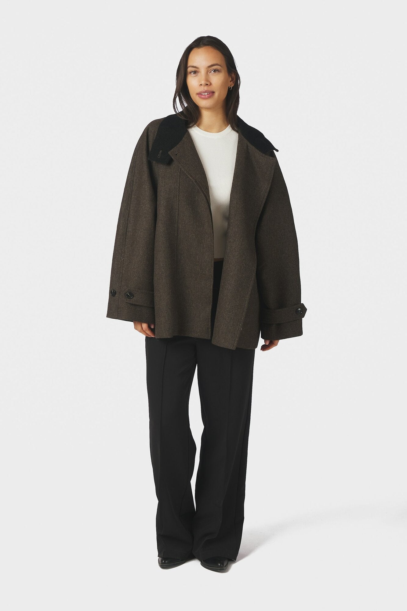 Mariel Mini Check jakke – brun
