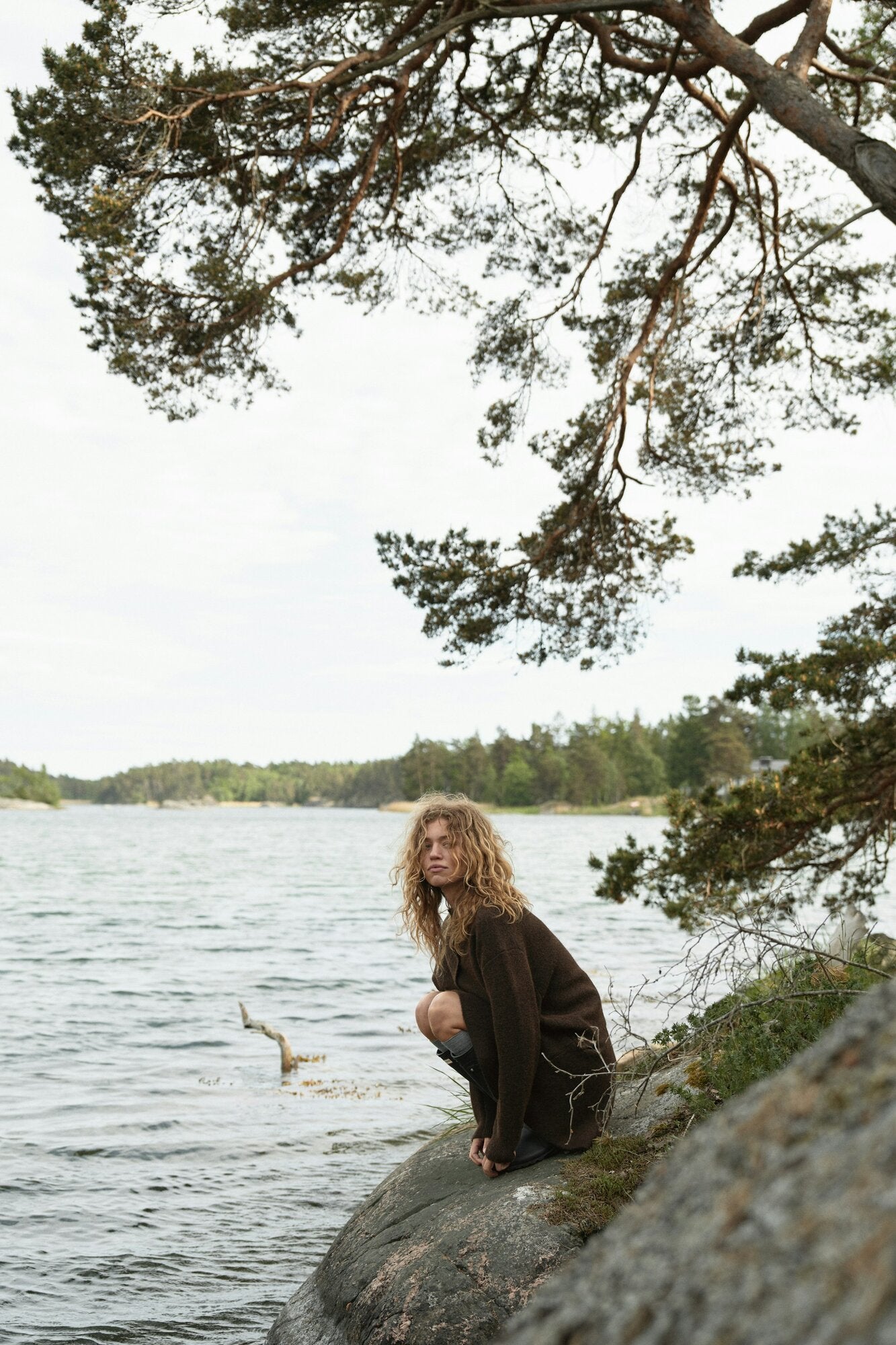 Dione Fluffy cardigan - Brown Melange
