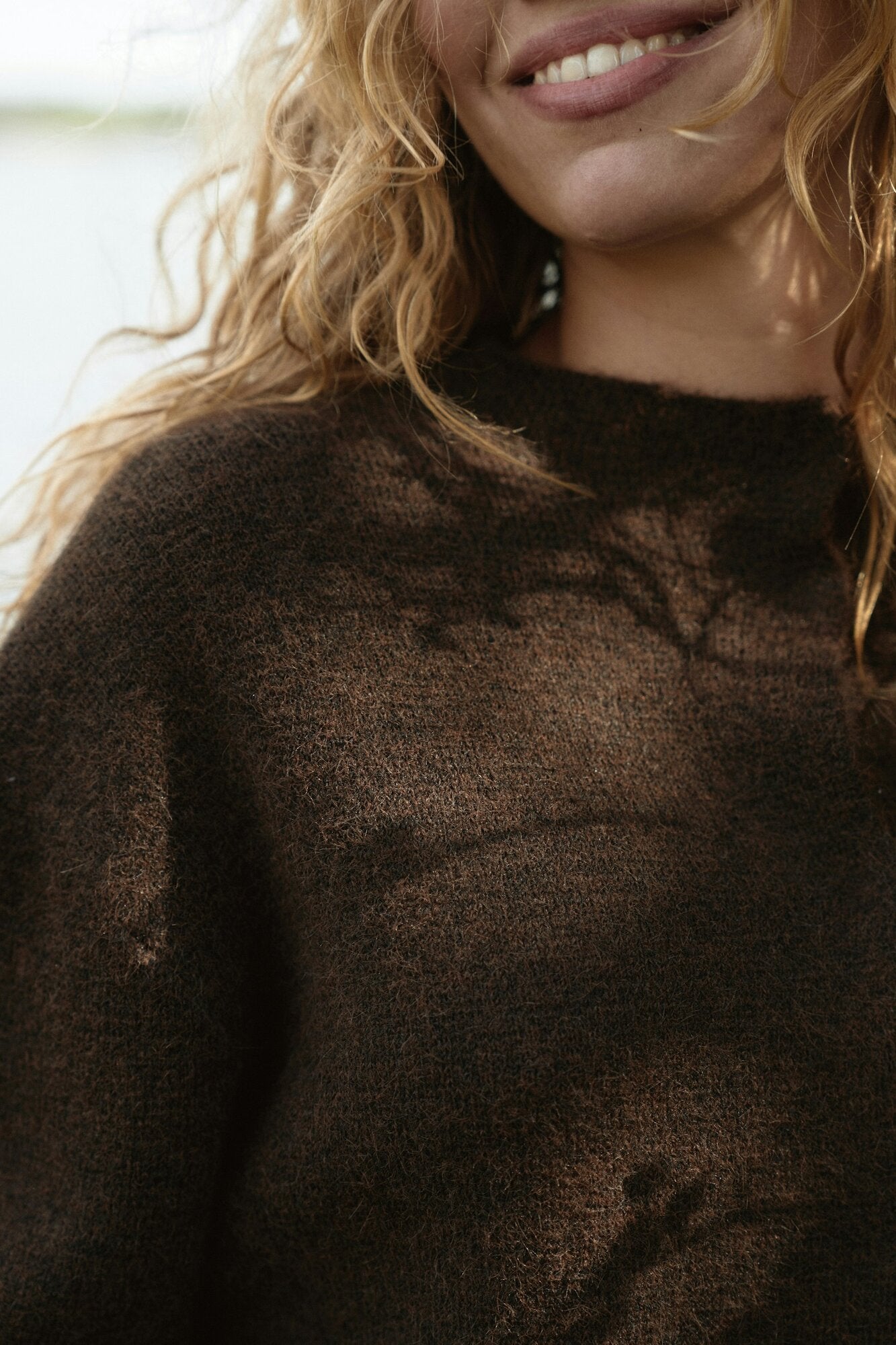 Dione Fluffy cardigan - Brown Melange