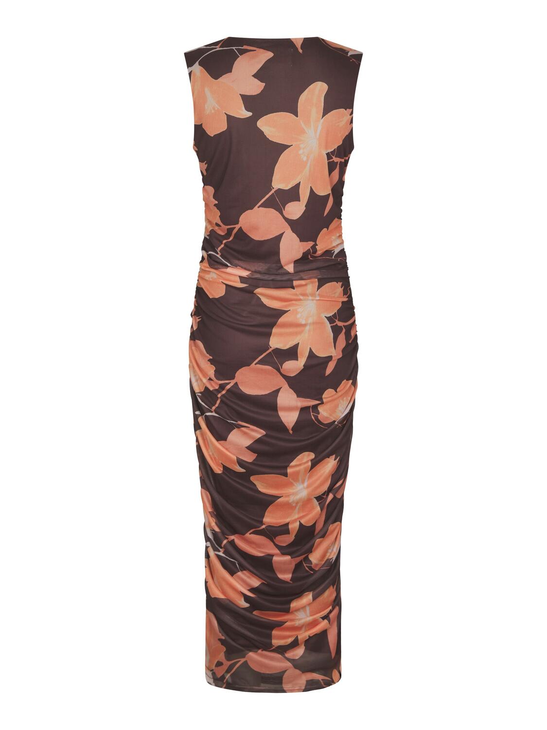 Corilina Flower Mesh kjole - brun