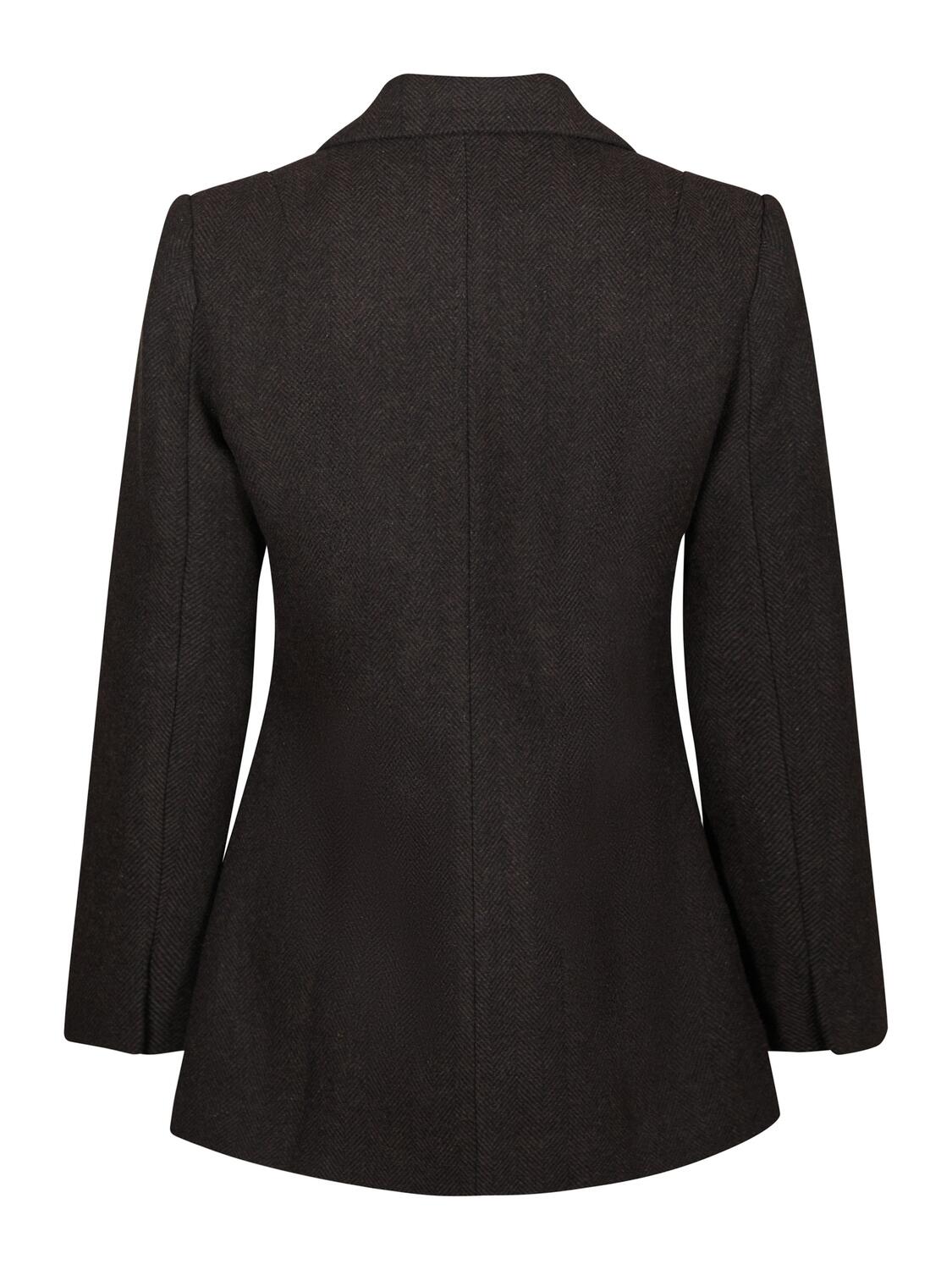 Bowie Herringbone uldblazer - Dark Brown