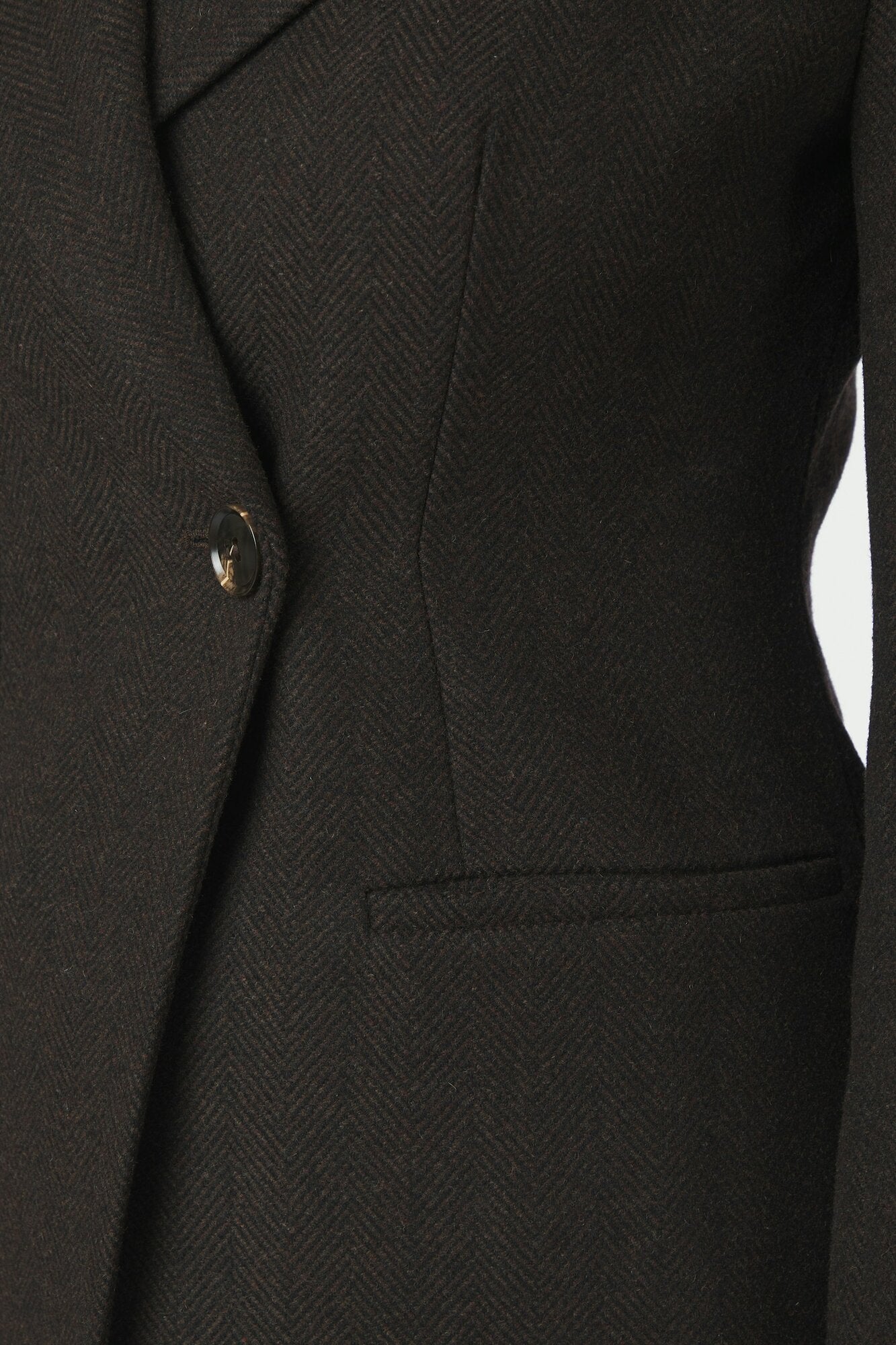 Bowie Herringbone uldblazer - Dark Brown