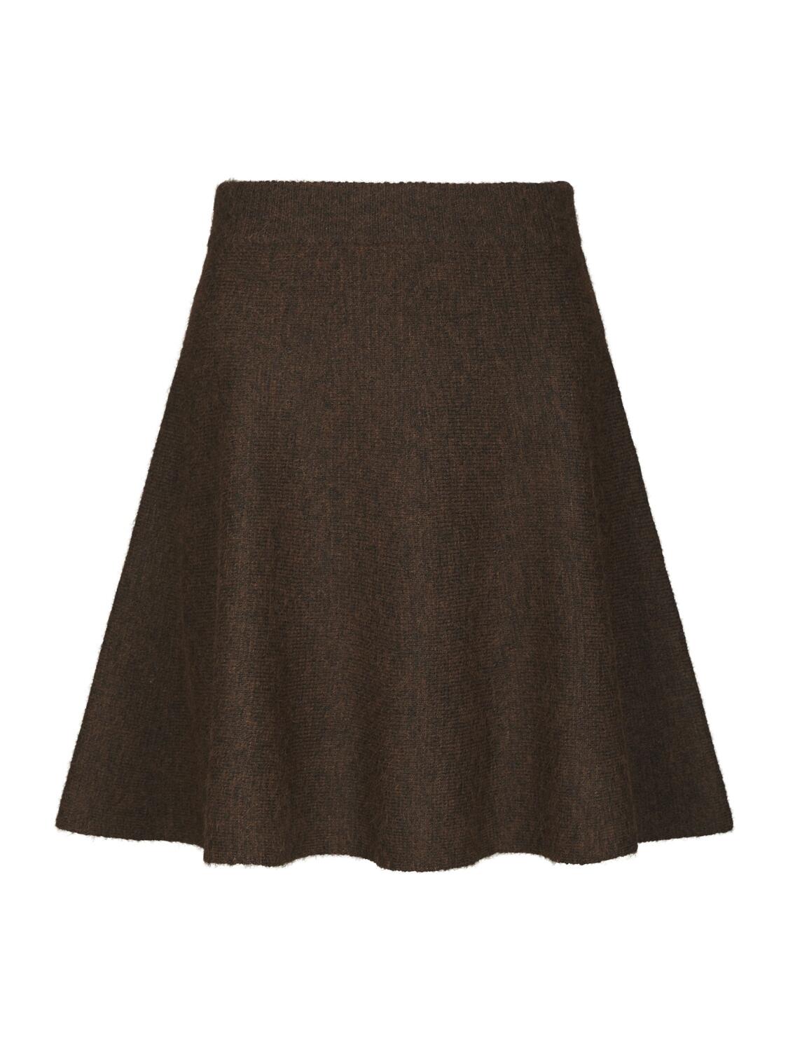 Renata Fluffy strikket nederdel - Brown Melange