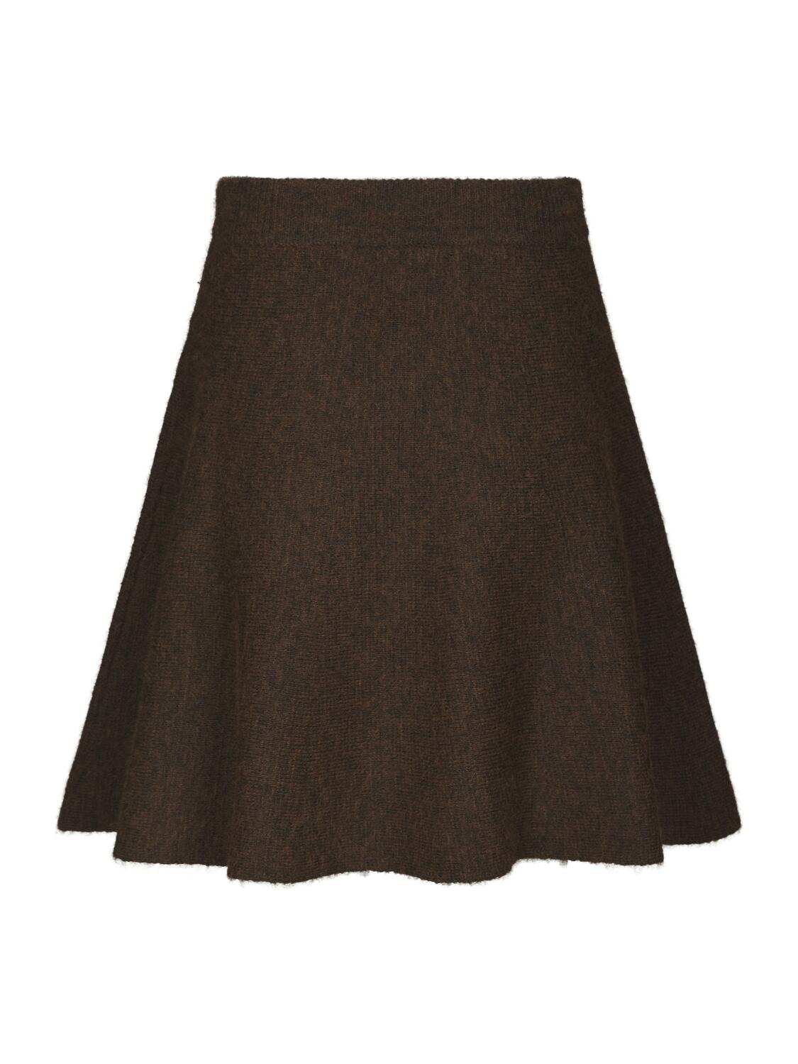 Renata Fluffy strikket nederdel - Brown Melange