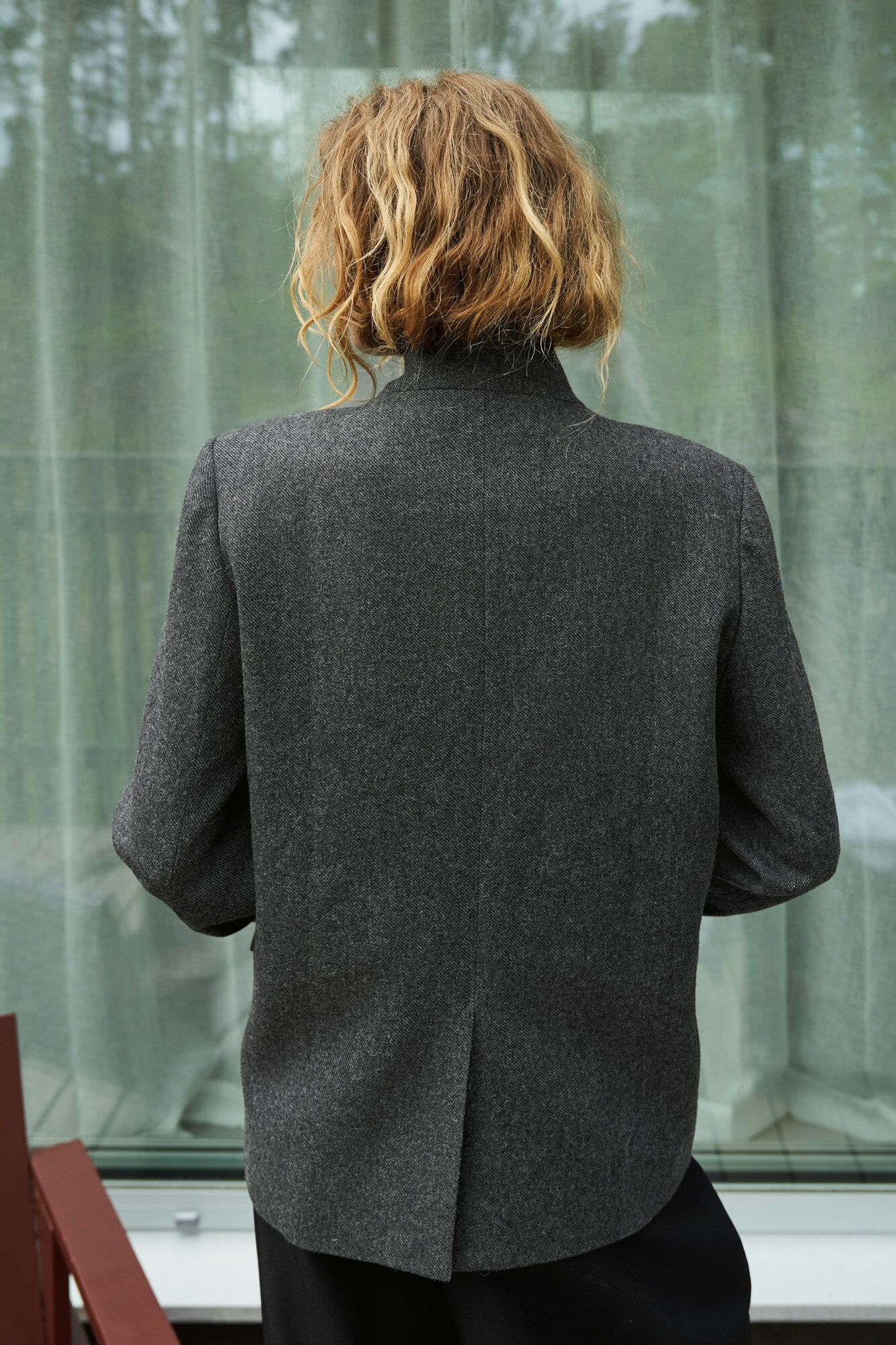 Nerine Structure Twill oversized blazer – Antracit