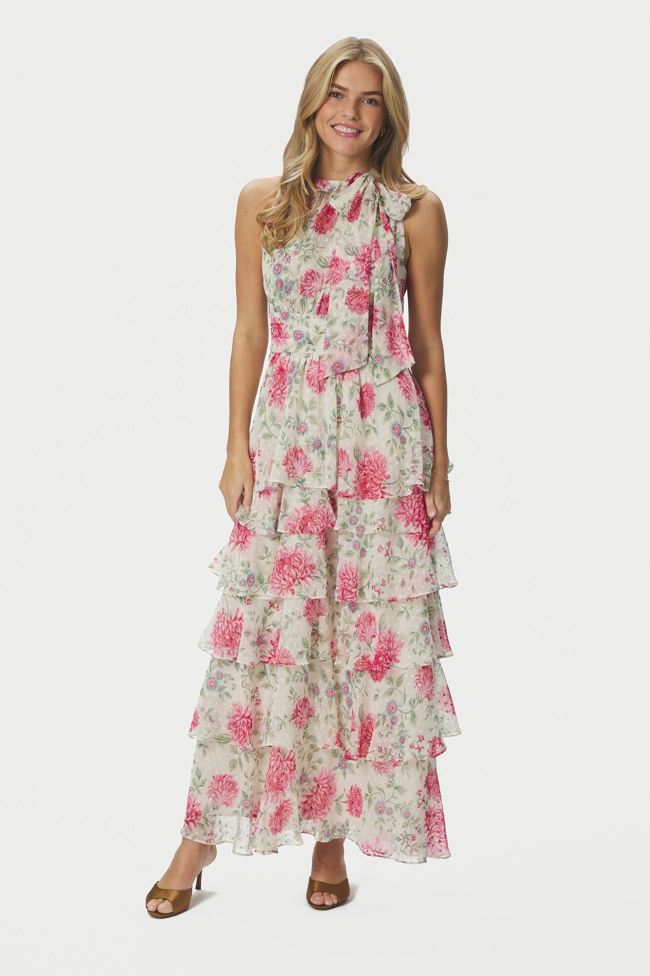 Marli Big Flower kjole - creme