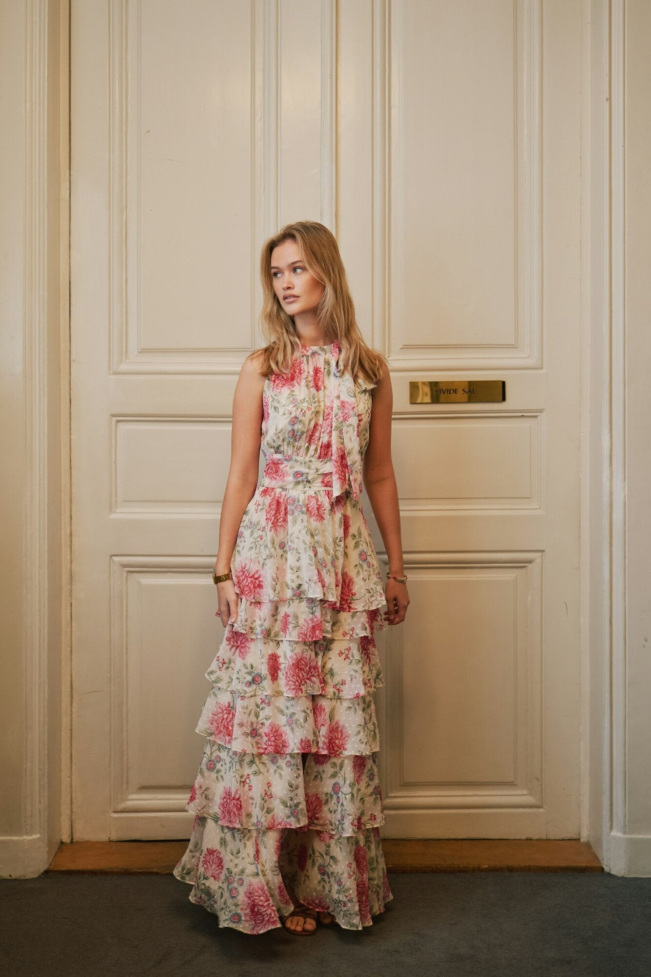 Marli Big Flower kjole - creme