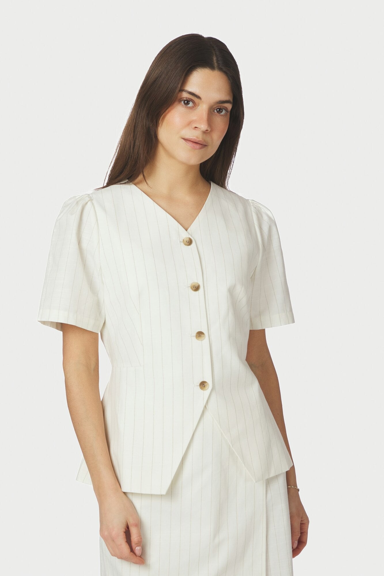 Jules Summer Stripe bluse - Taupe Stripe