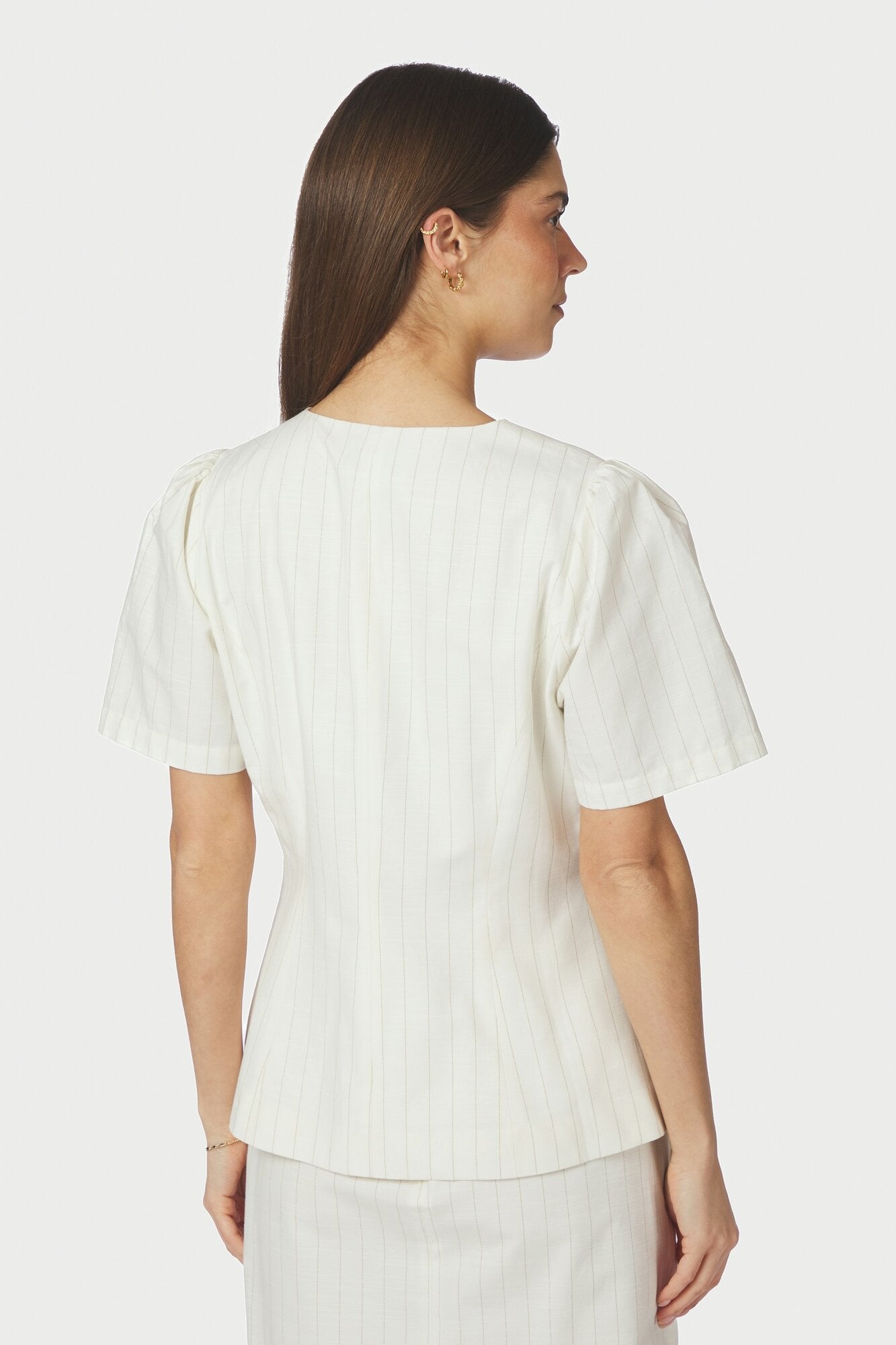 Jules Summer Stripe bluse - Taupe Stripe