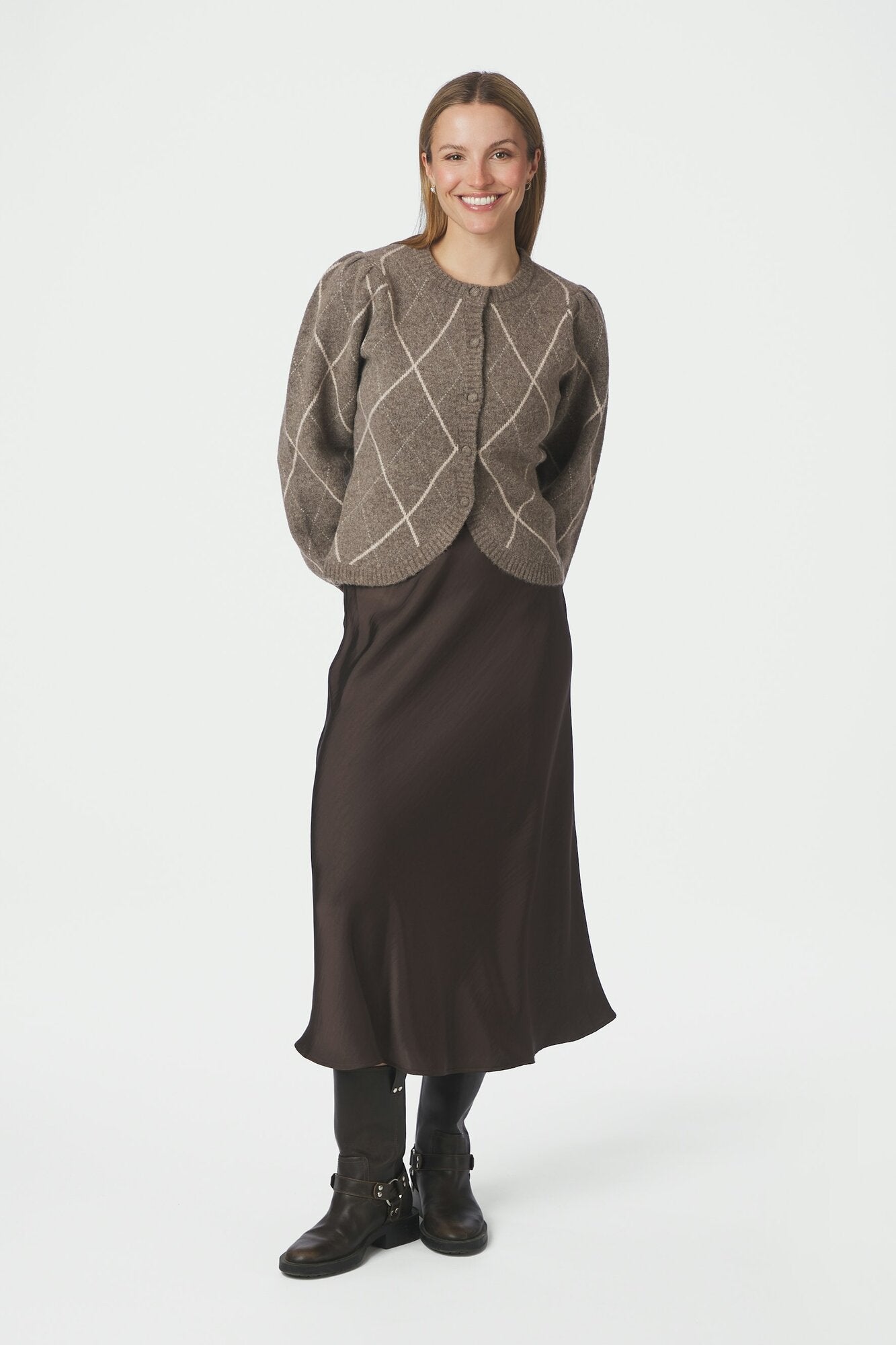 Koteas Check cardigan - Taupe