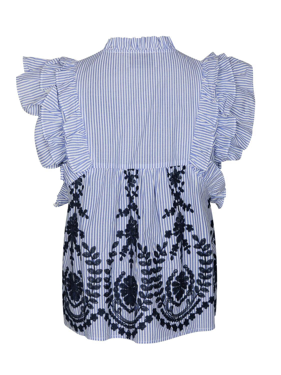 Jayla Stripe Embroidery top - blå