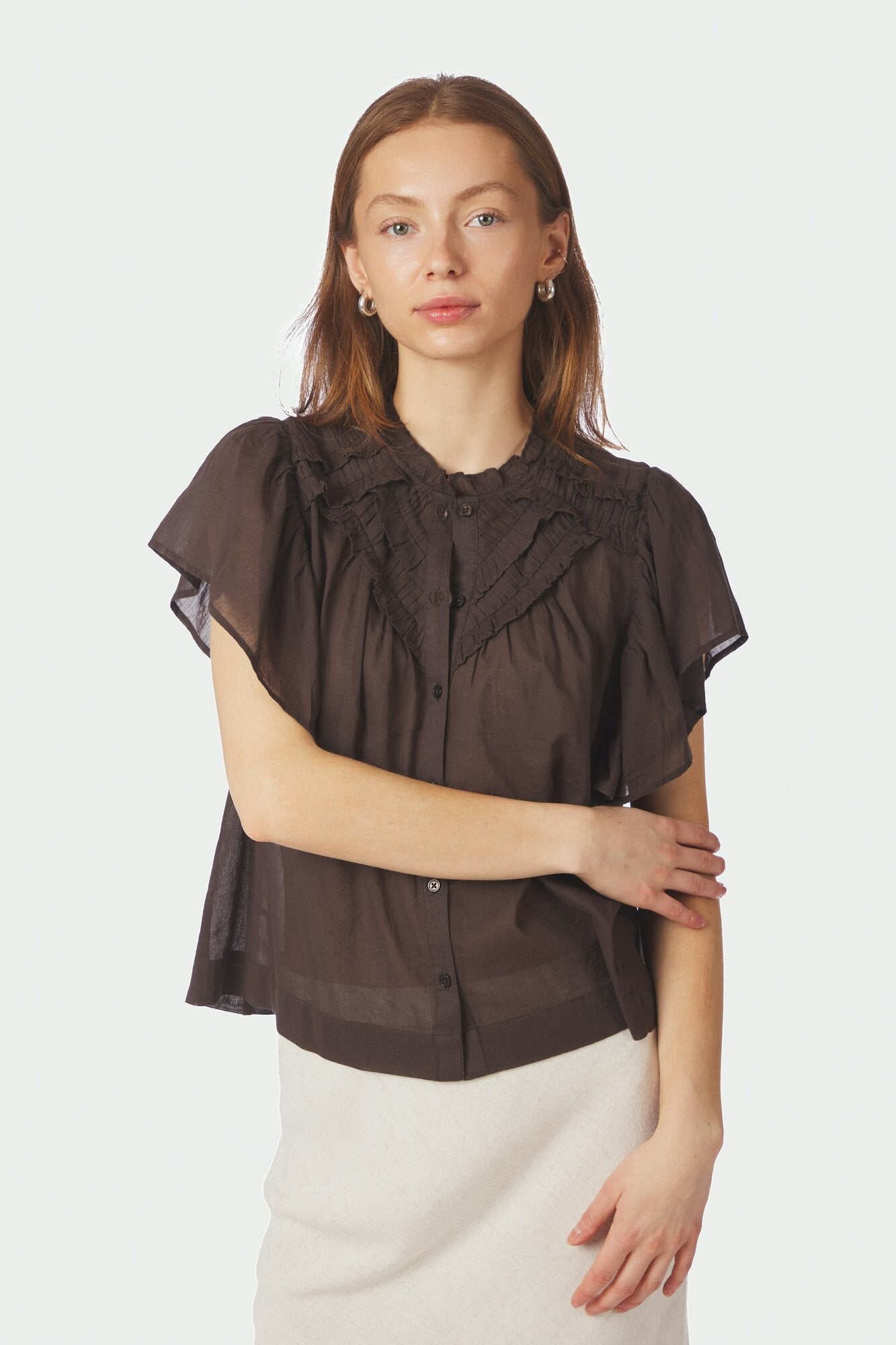 Vinsa S Voile top - mørkebrun