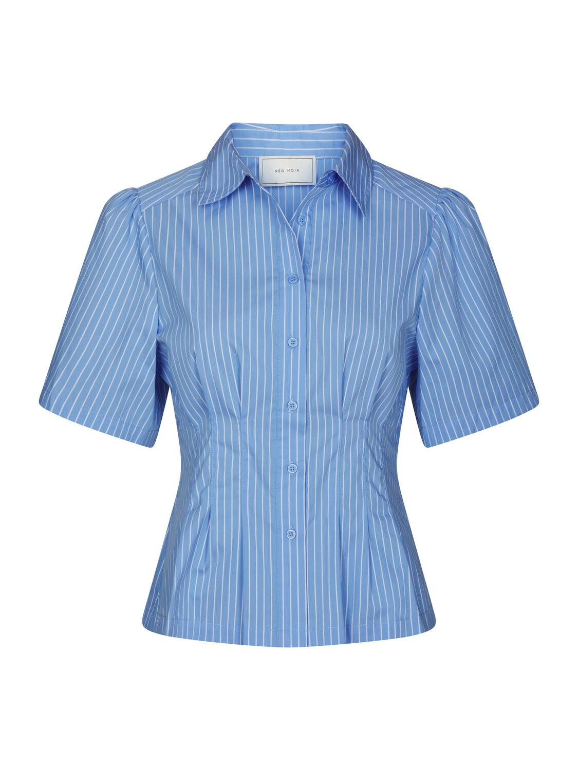 Balara Stripe Poplin kortærmet skjorte - lyseblå