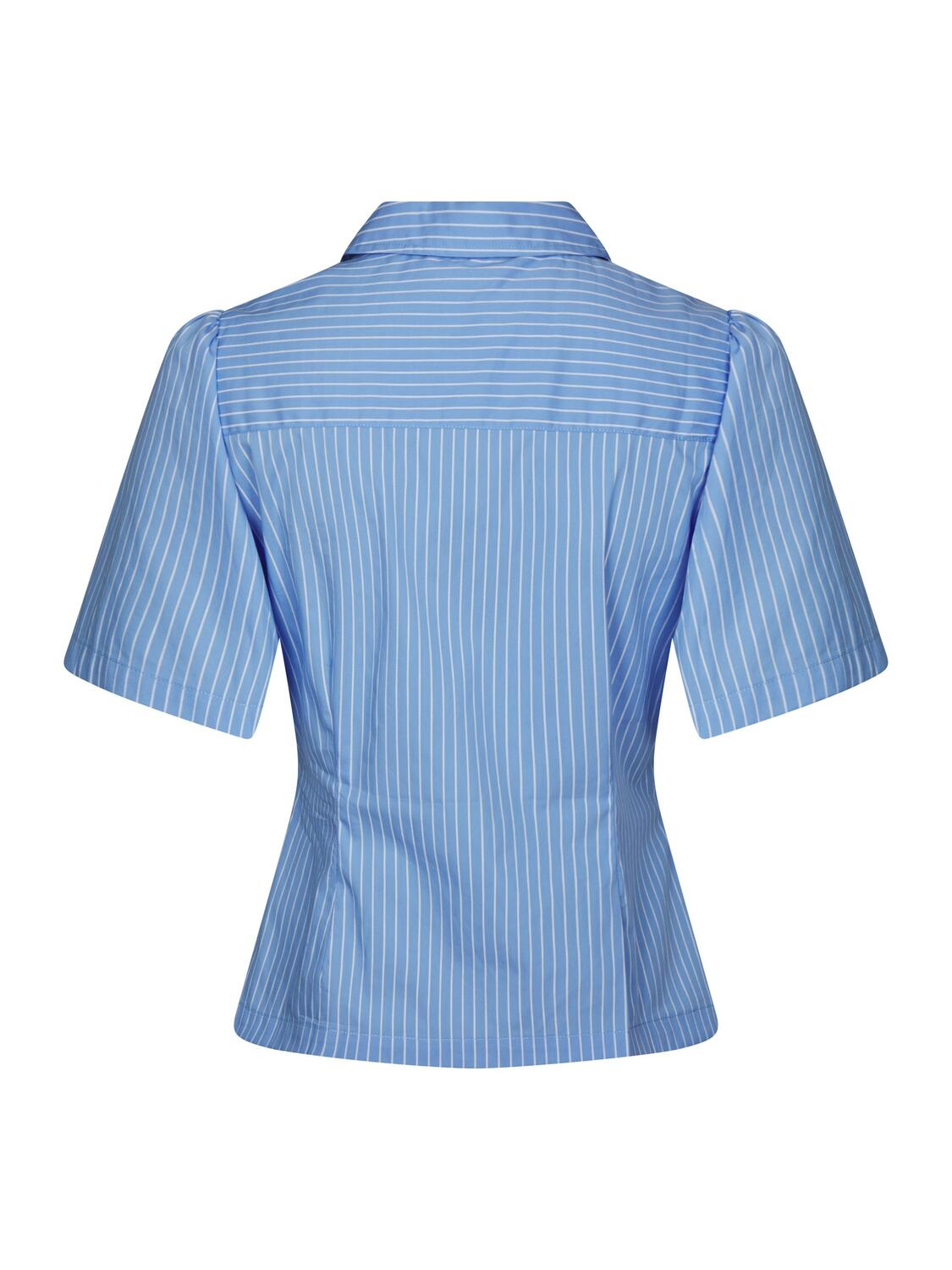Balara Stripe Poplin kortærmet skjorte - lyseblå