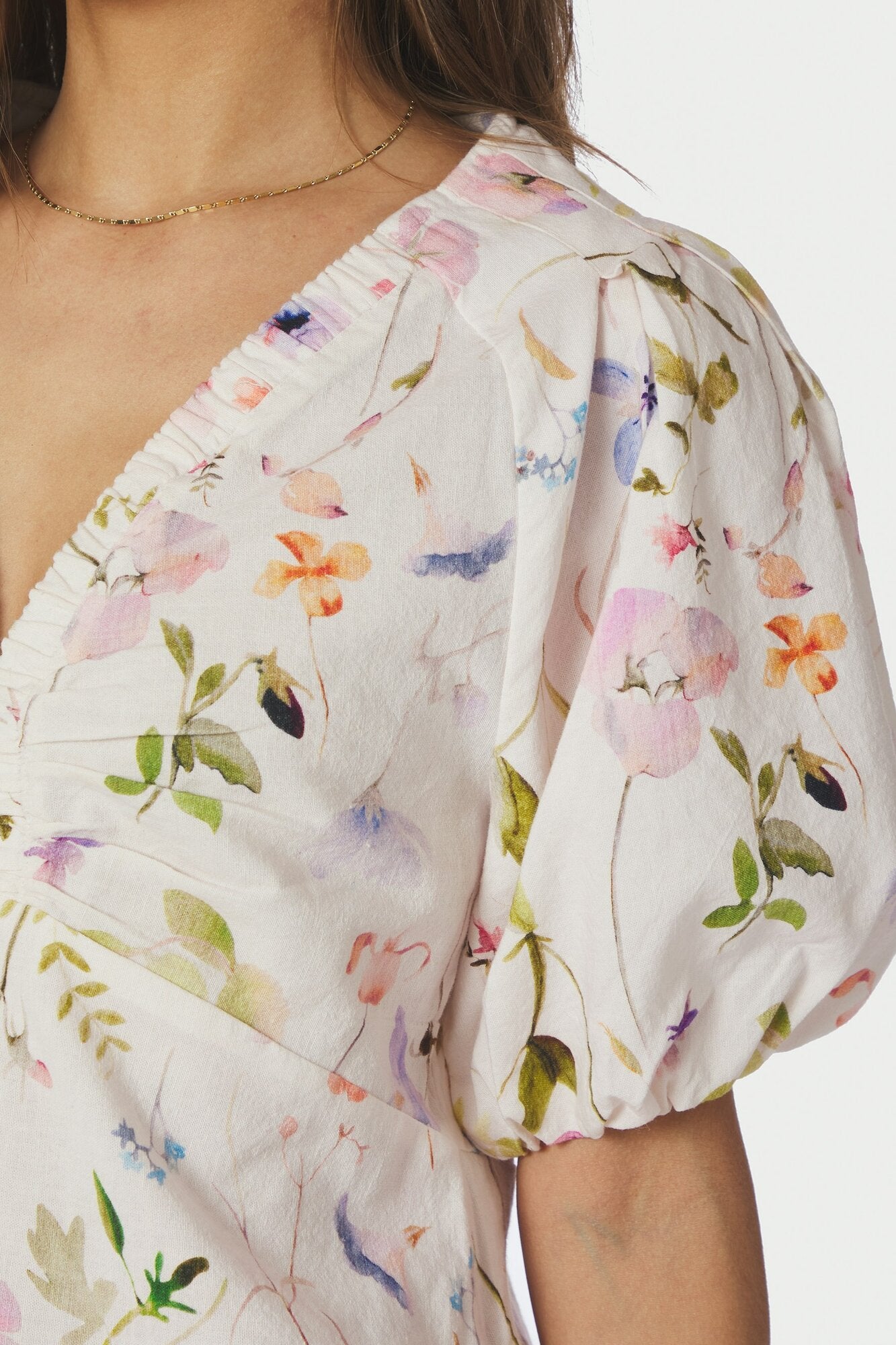 Irina Flower bluse - råhvid