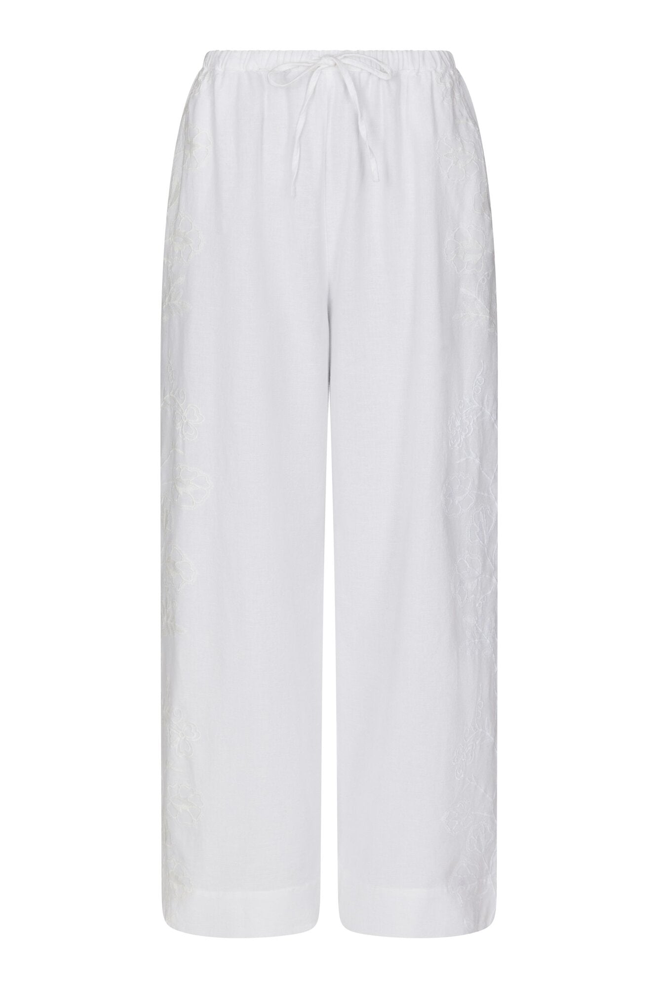 Heifa Embroidery hørbukser - hvid