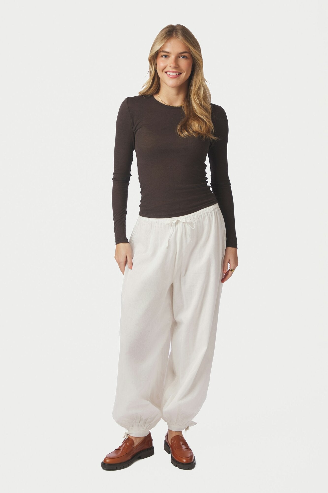 Elyse S Voile ballonbukser - hvid