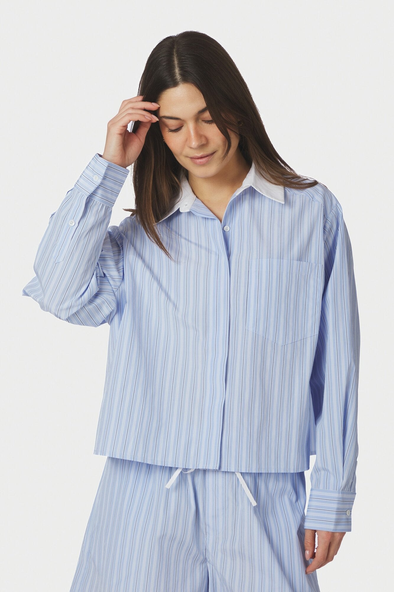 Delfia Stripe skjorte - lyseblå