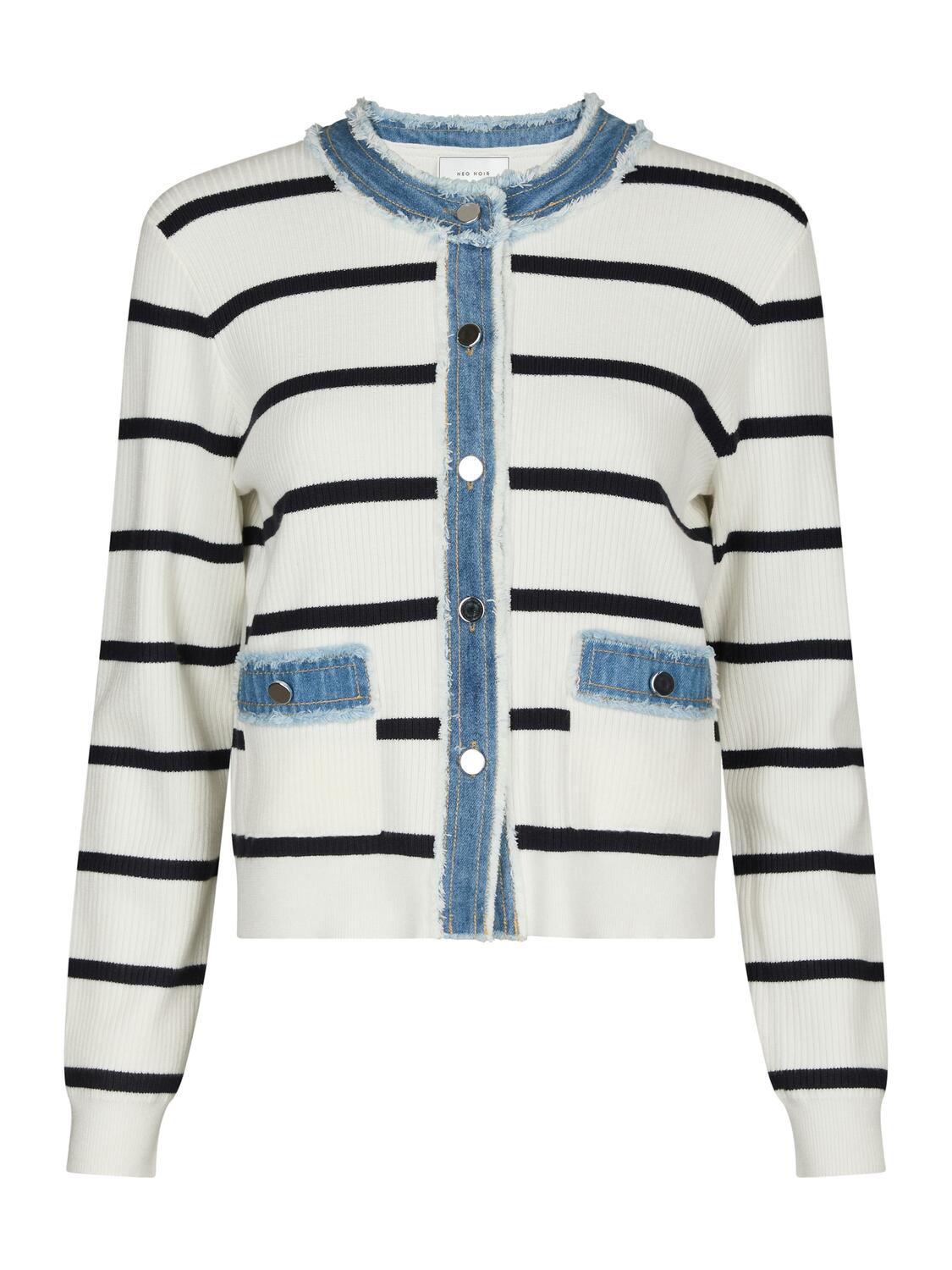Zelma Stripe Denim cardigan - Off White