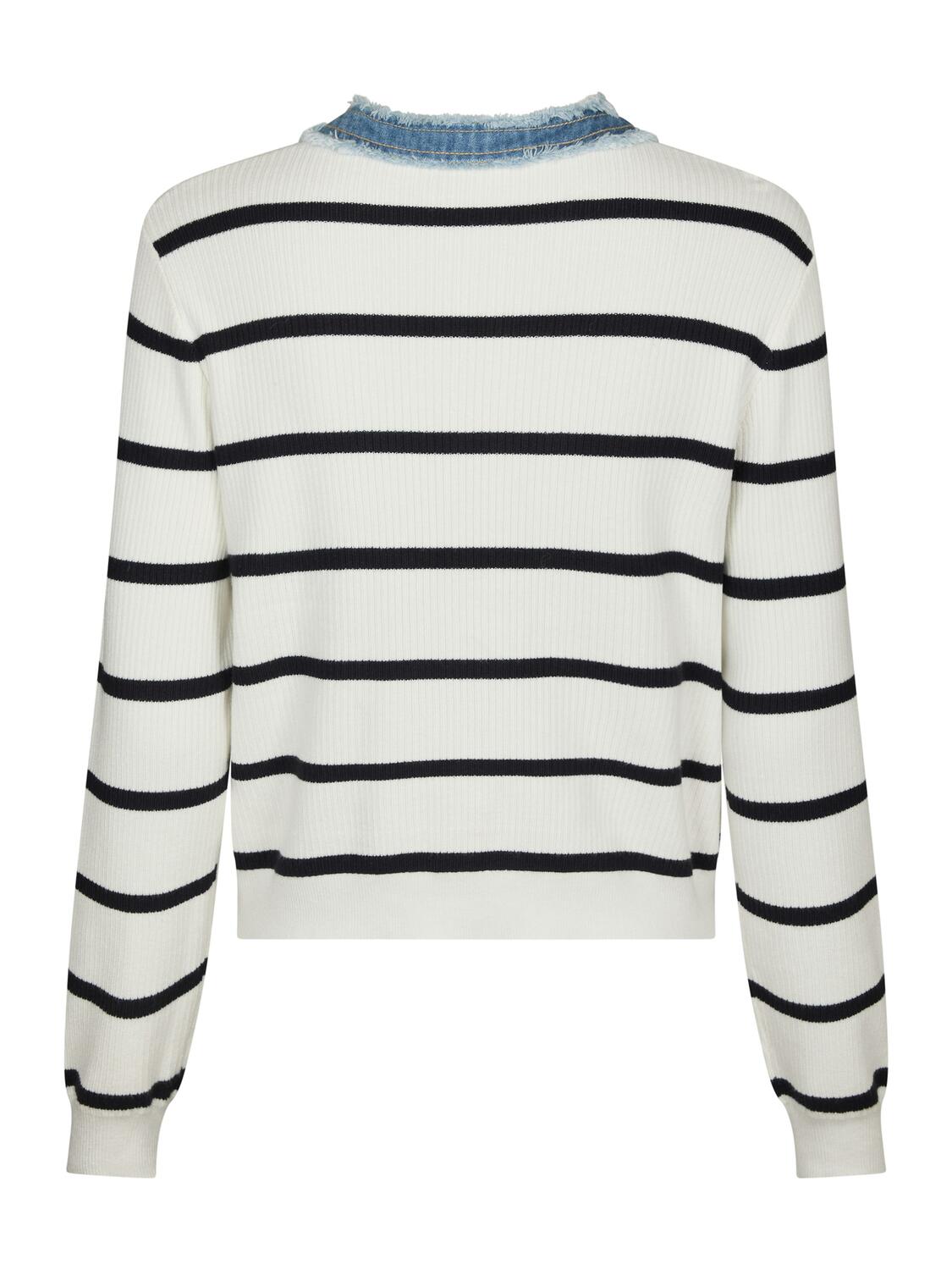 Zelma Stripe Denim cardigan - Off White