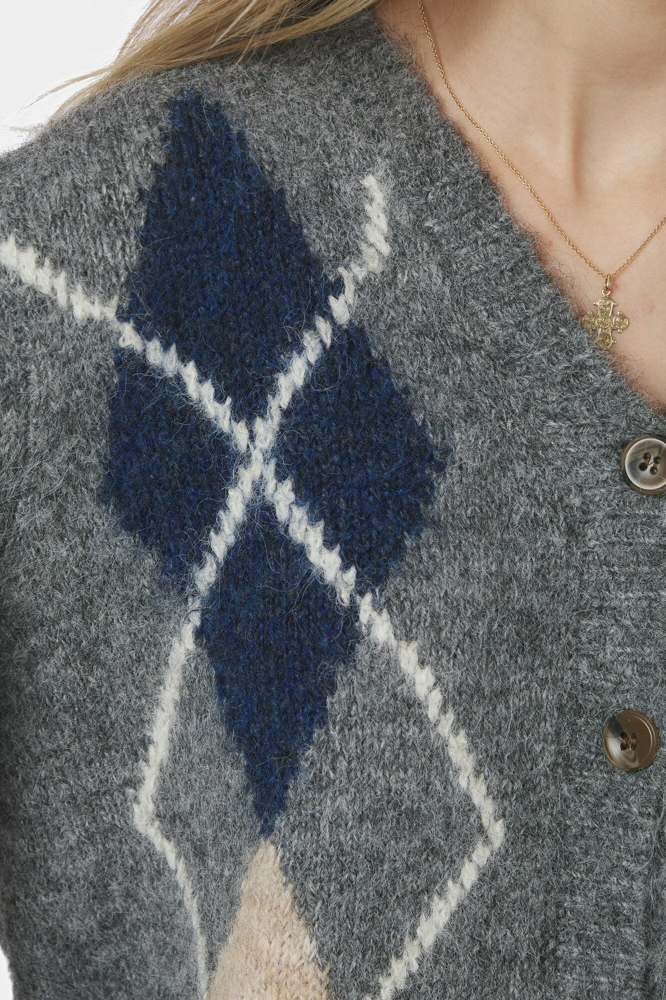 Beleney Small Check Fluff cardigan - Dark Grey