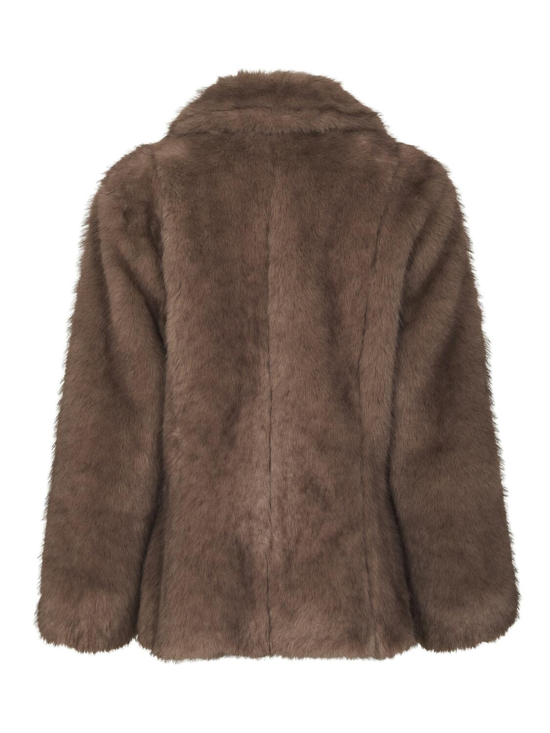 Ariella Faux Fur Peplum jakke – Warm Grey