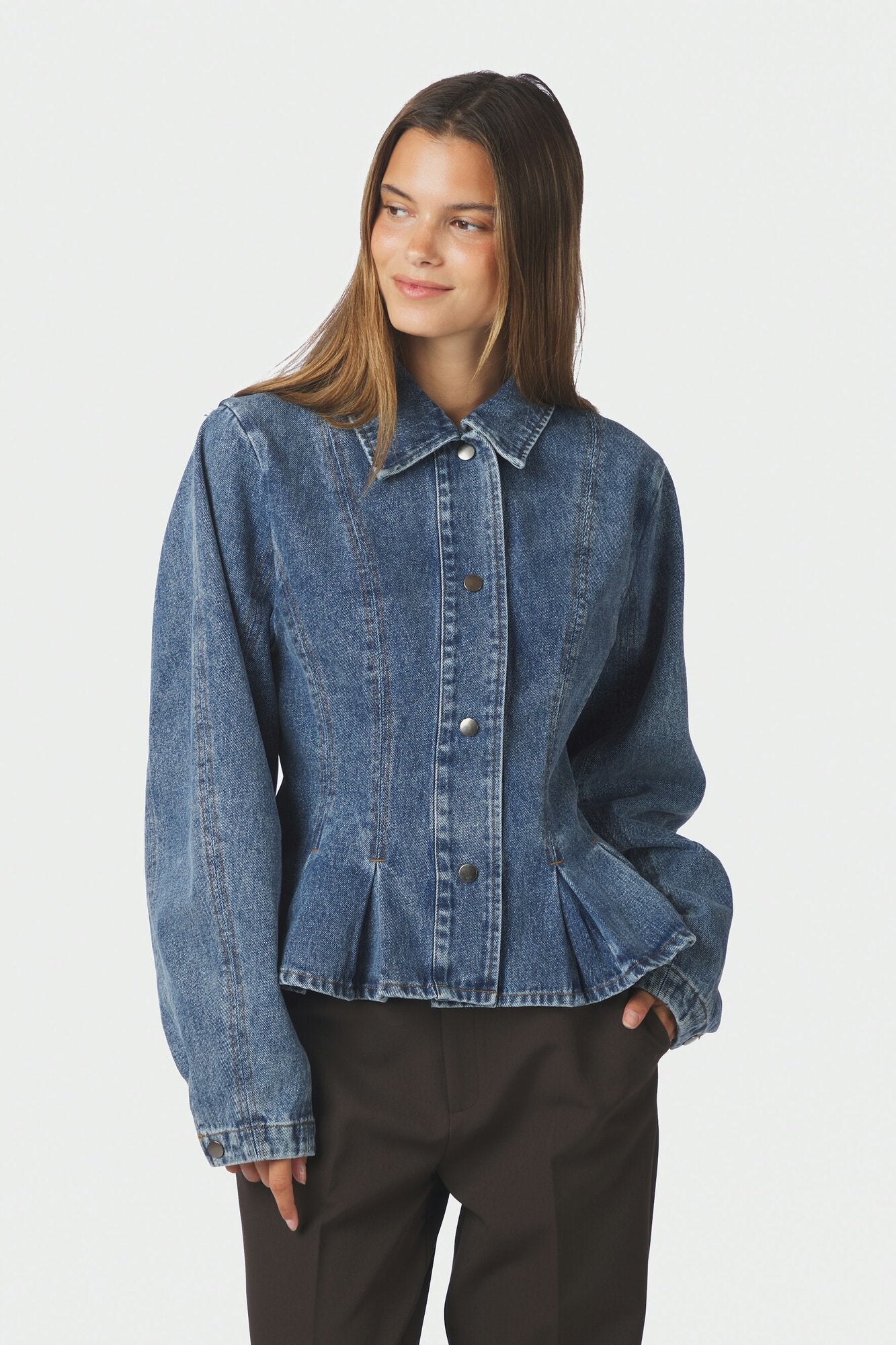 Rivora Peplum denimjakke – blå