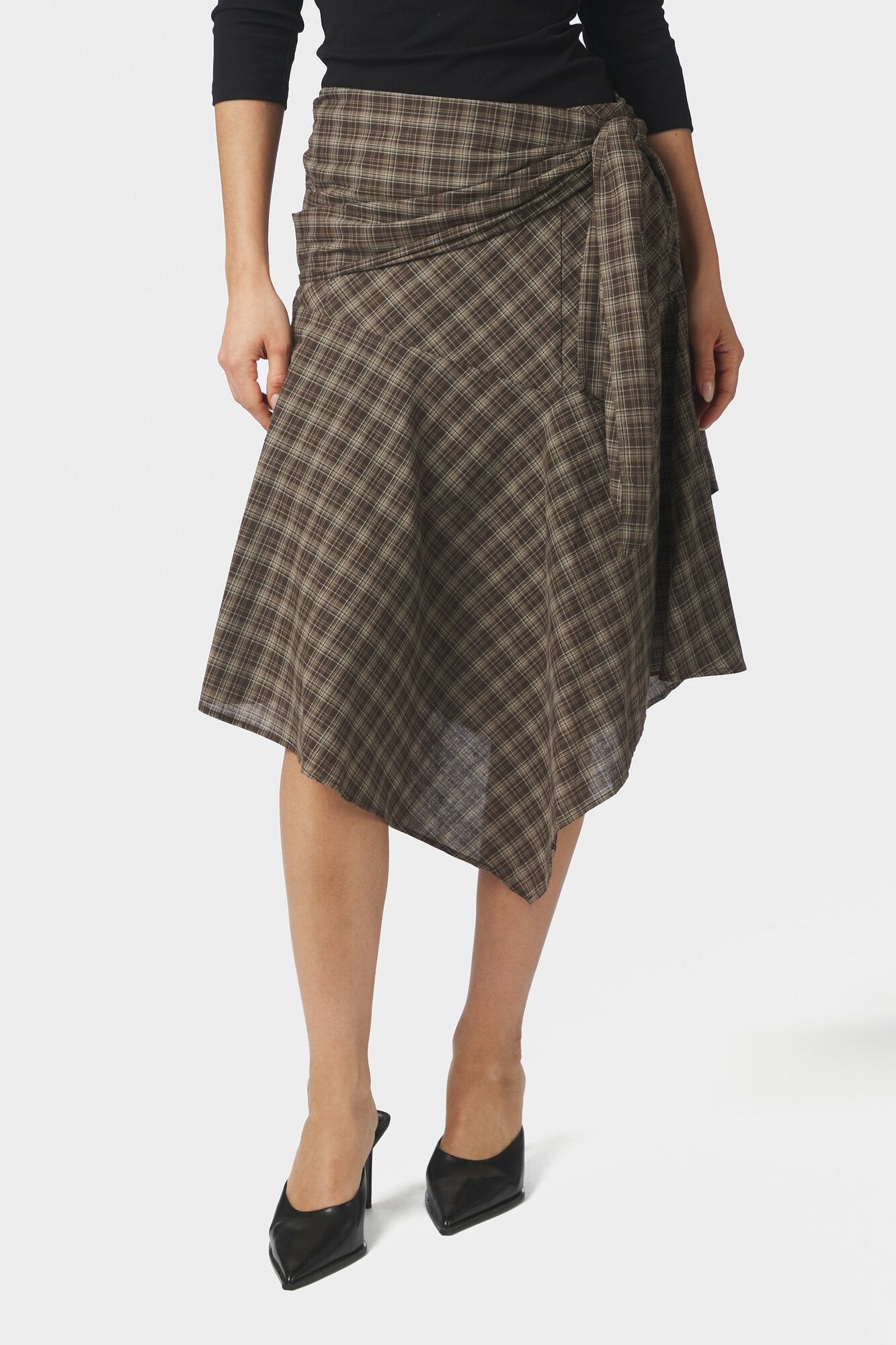 Sabella midi nederdel – Brown Check